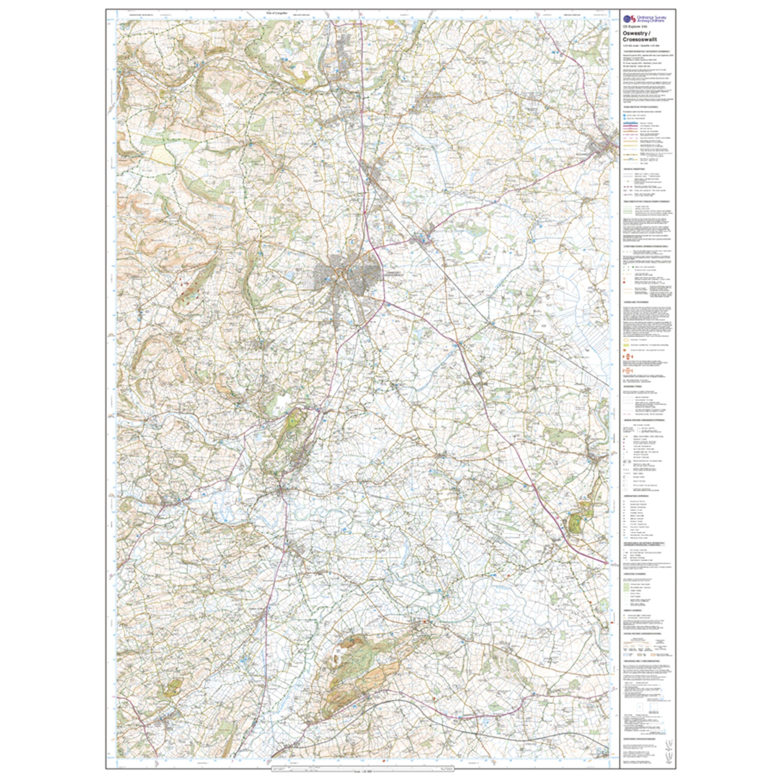 OS Explorer 240 Oswestry Map With Digital Version