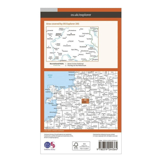 Explorer 243 Market Drayton Loggerheads Eccleshall Map With Digital Version