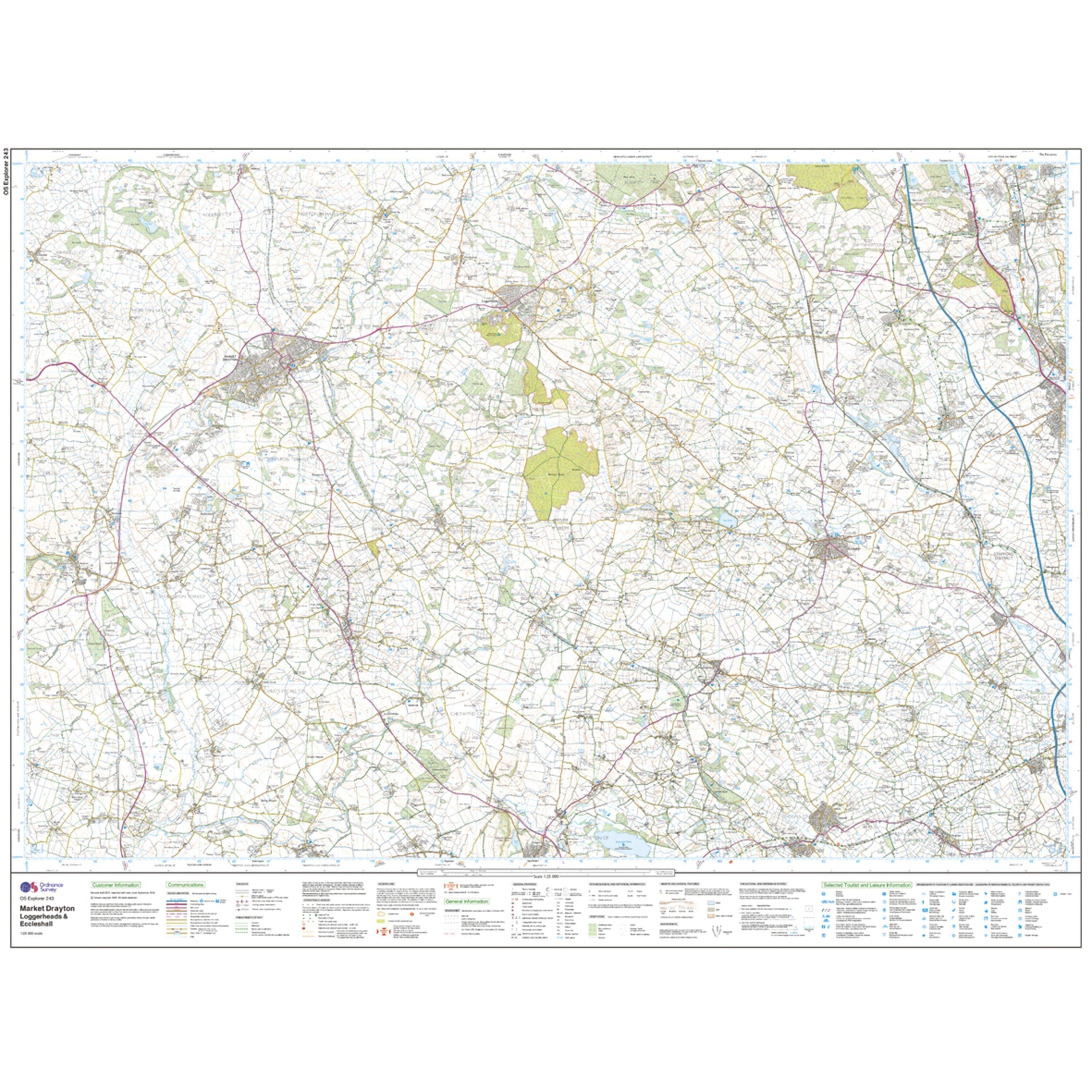 Explorer 243 Market Drayton Loggerheads Eccleshall Map With Digital Version