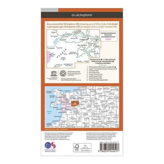 Explorer 255 Llangollen & Berwyn Map With Digital Version