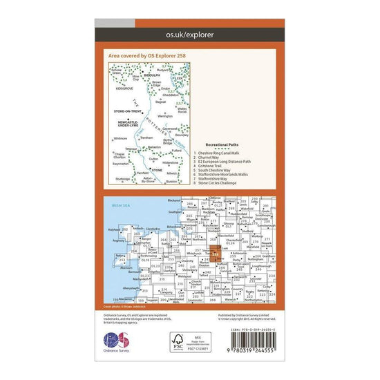 Explorer 258 Stoke-on-Trent & Newcastle-under-Lyme Map With Digital Version