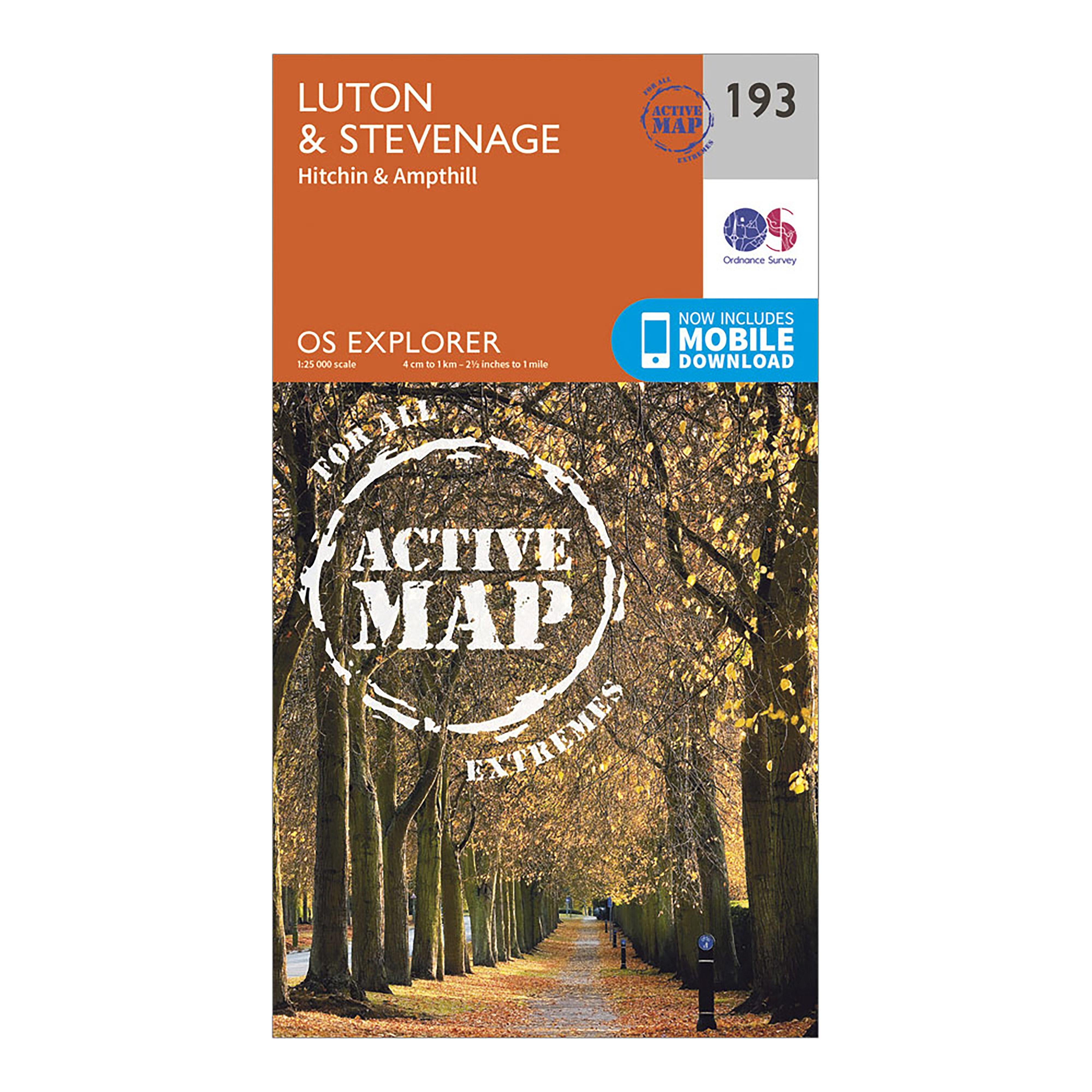 Explorer Active 193 Luton & Stevenage Map With Digital Version