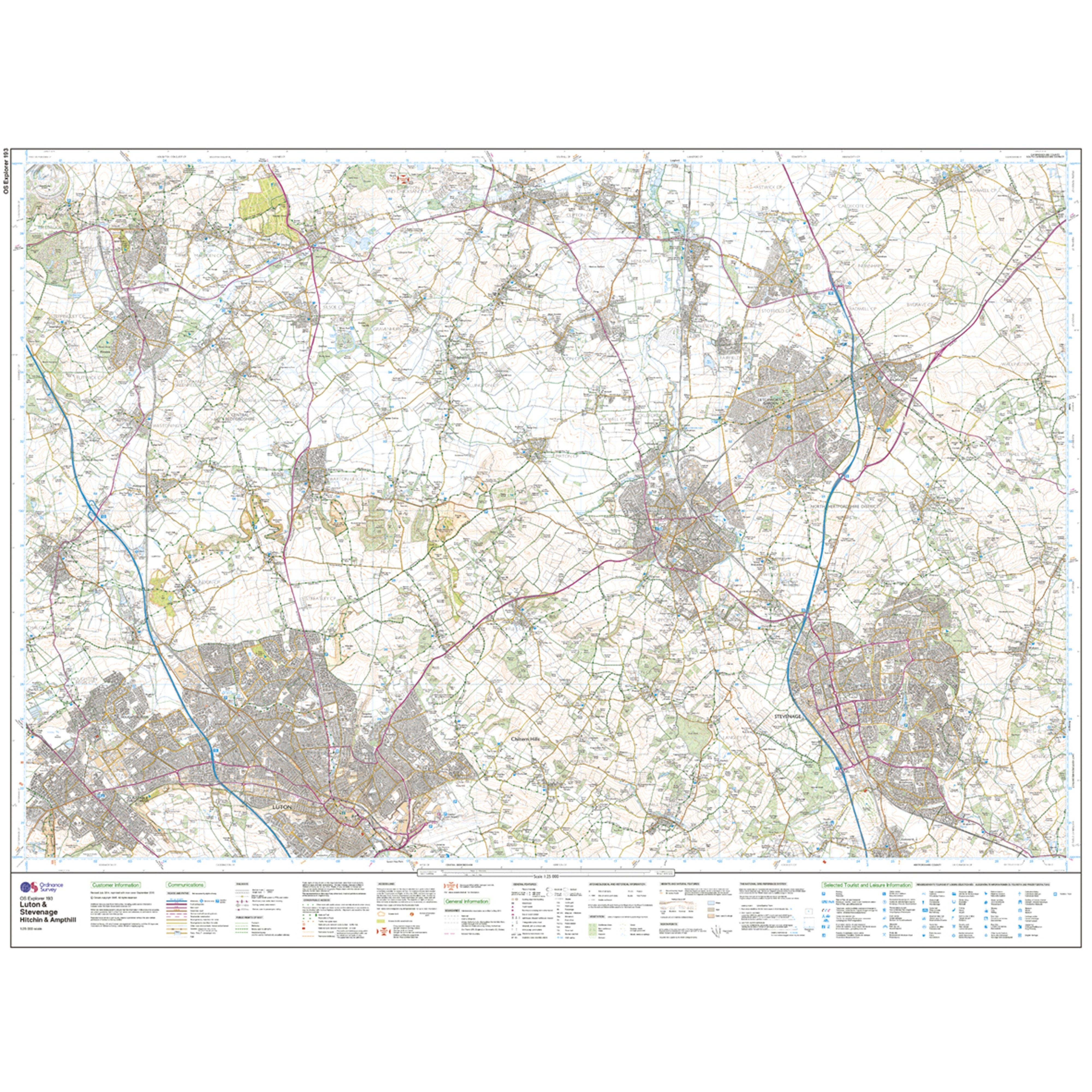 Explorer Active 193 Luton & Stevenage Map With Digital Version