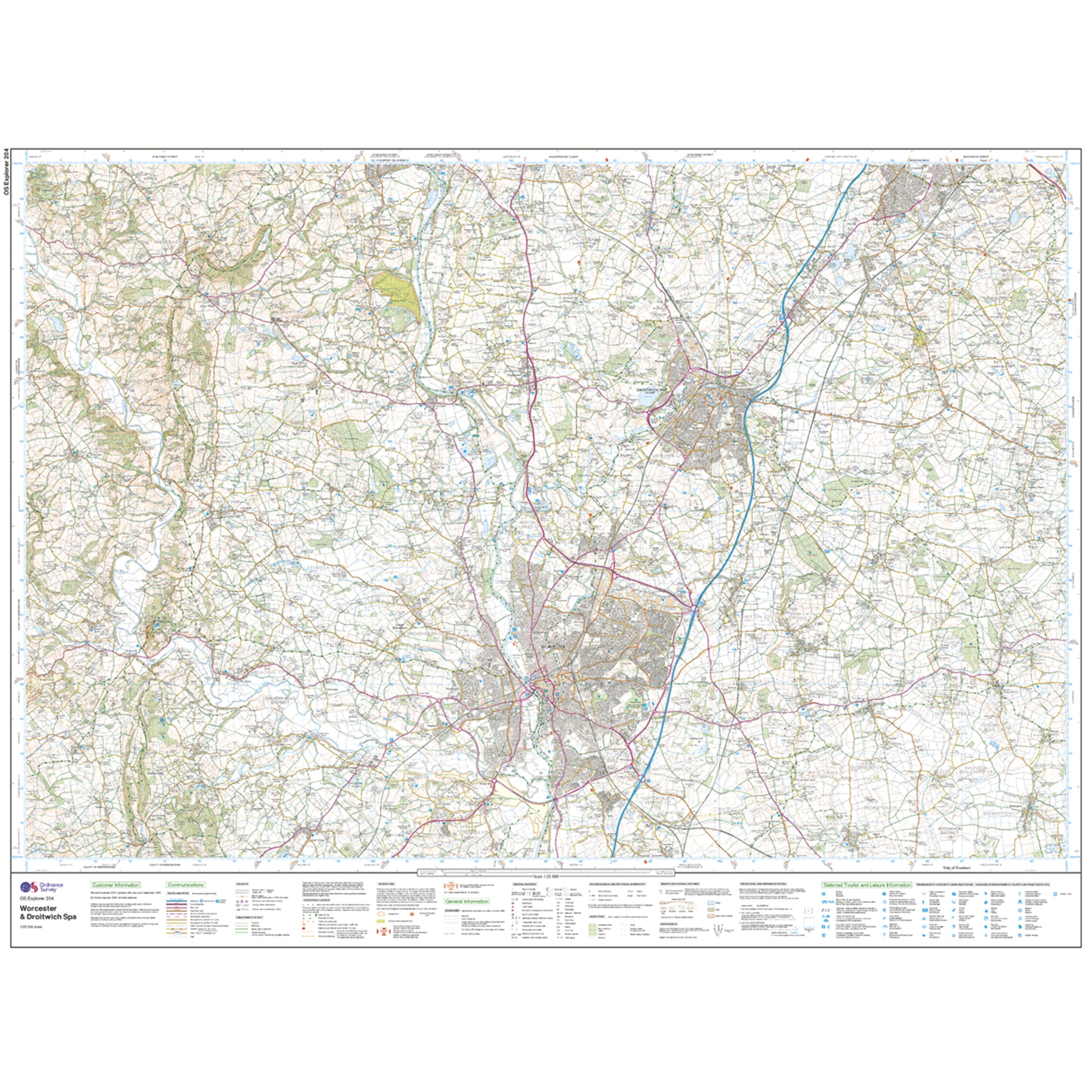 Explorer Active 204 Worcester & Droitwich Spa Map With Digital Version
