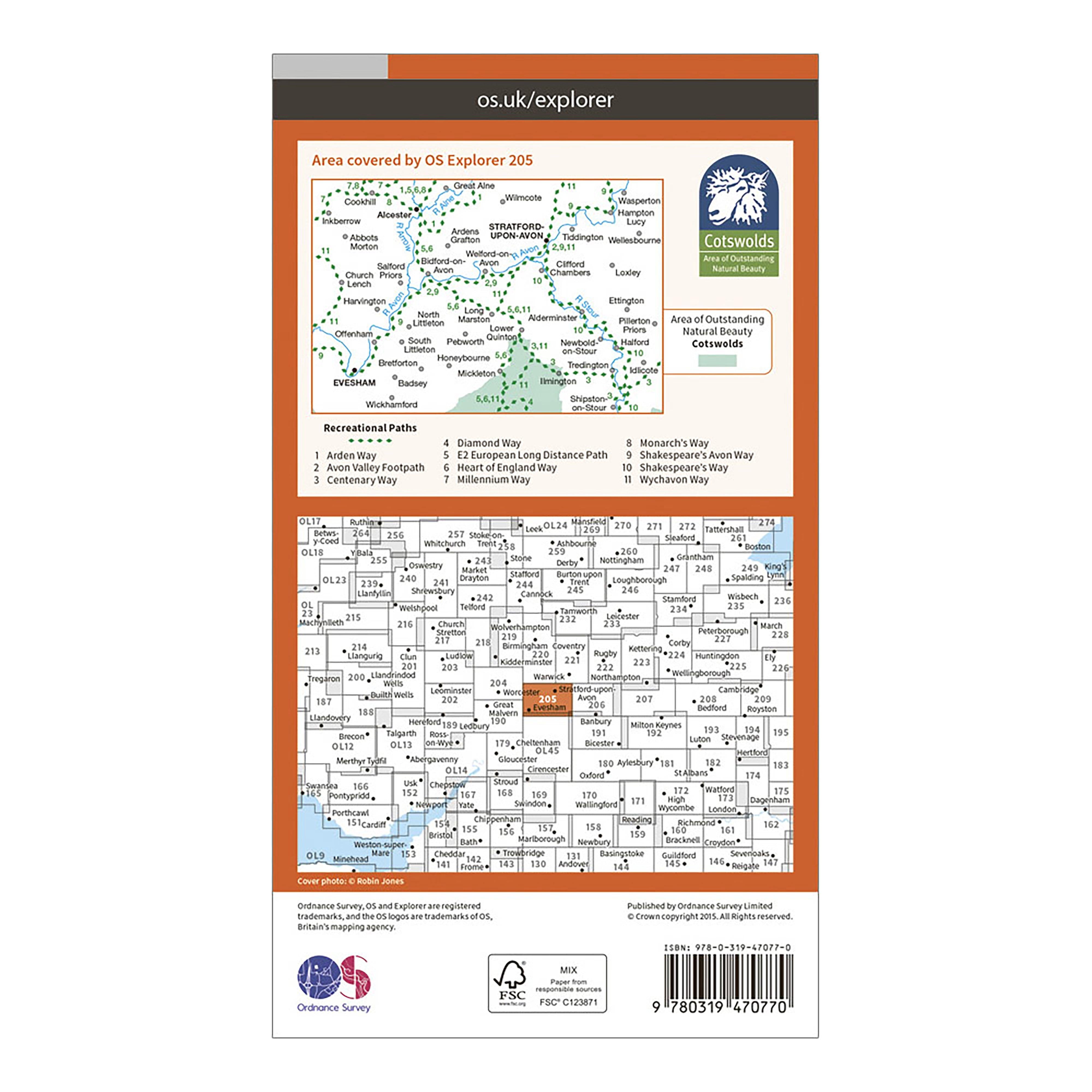 Explorer Active 205 Stratford-upon-Avon & Evesham Map With Digital Version