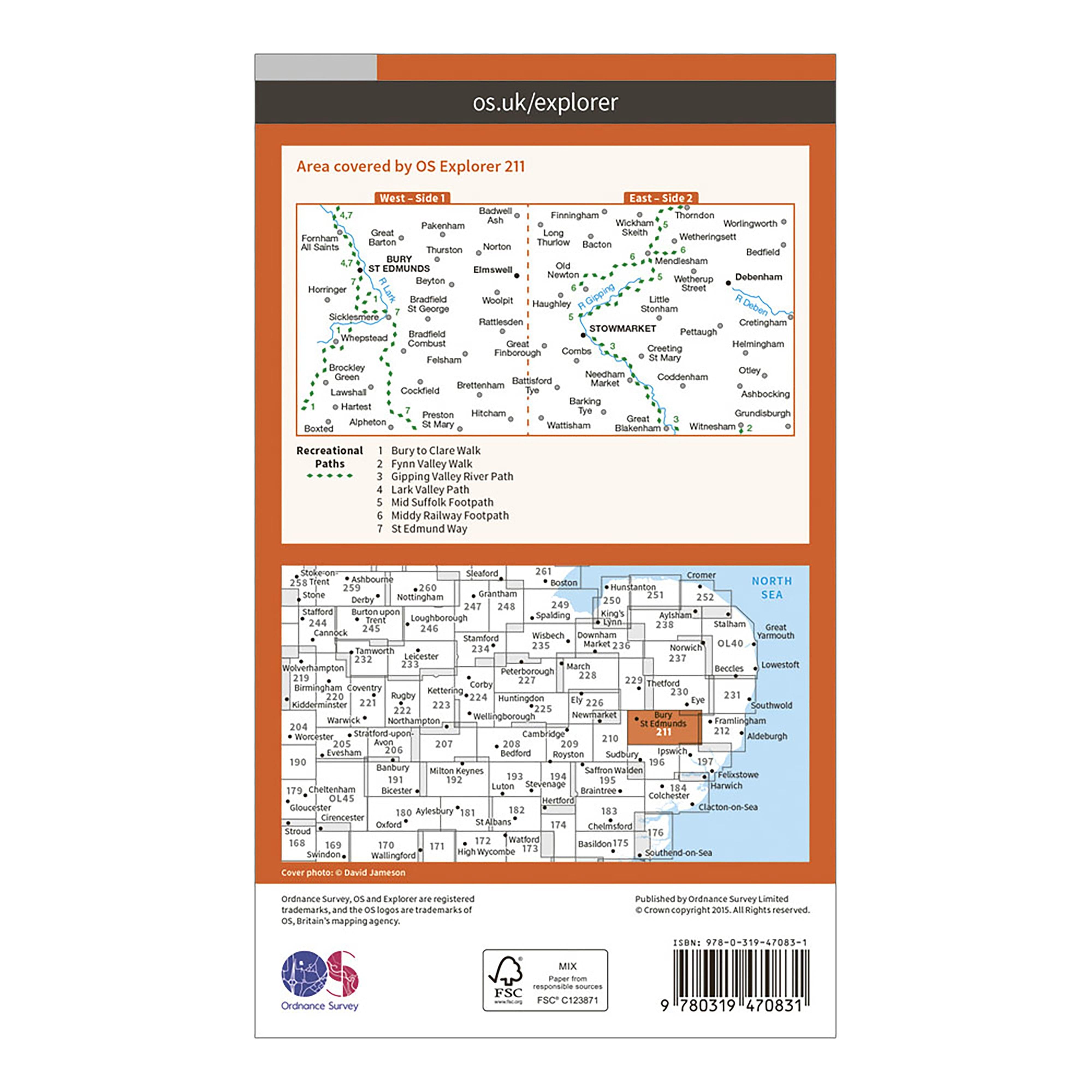 Explorer Active 211 Bury St Edmunds & Stowmarket Map With Digital Version