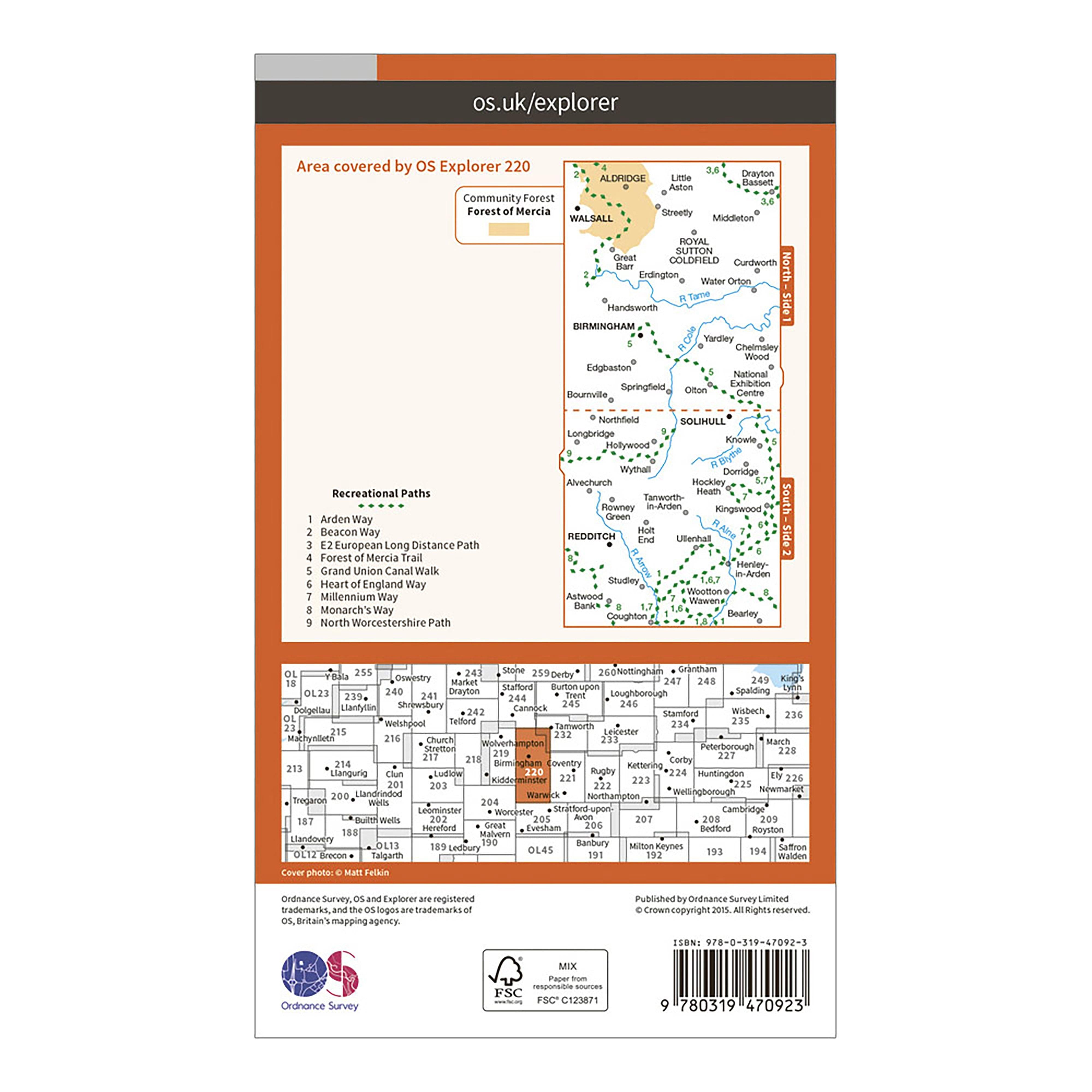 Explorer Active 220 Birmingham, Walsall, Solihull & Redditch Map With Digital Version