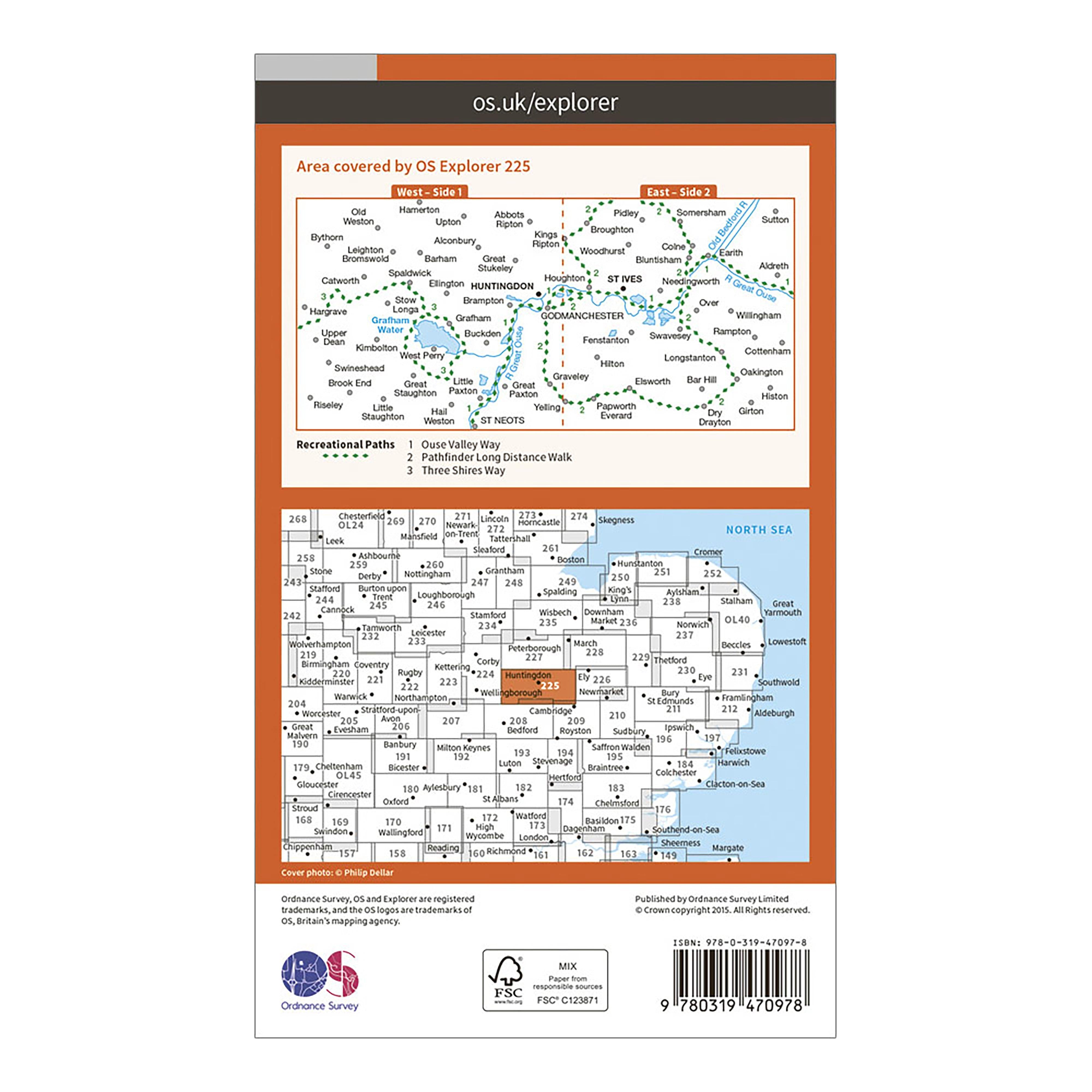 Explorer Active 225 Huntingdon & St Ives Map With Digital Version