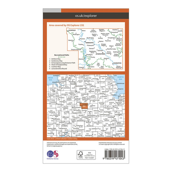Explorer Active 232 Nuneaton & Tamworth Map With Digital Version