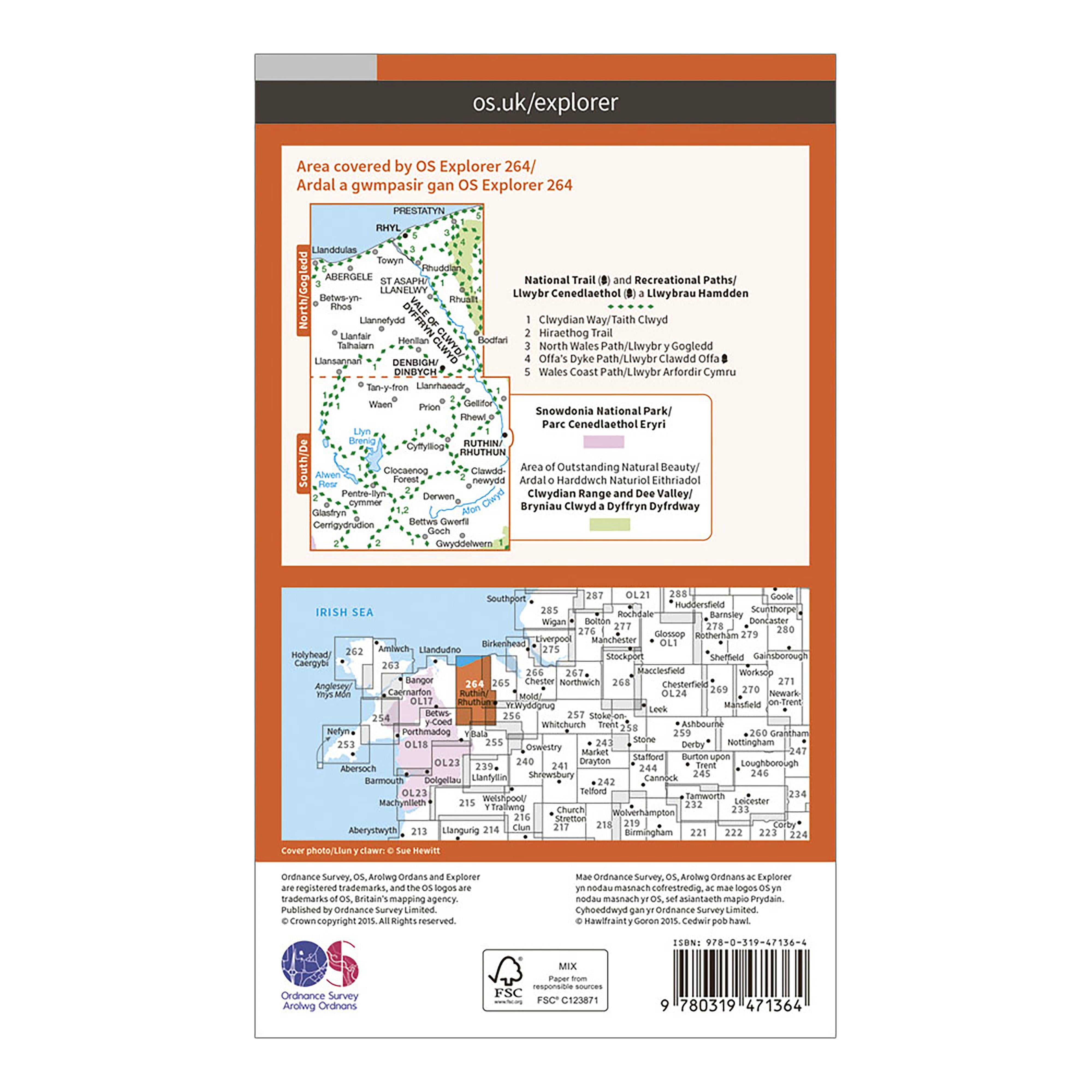 Explorer Active 264 Vale of Clwyd Rhyl Denbigh Ruthin Map With Digital Version