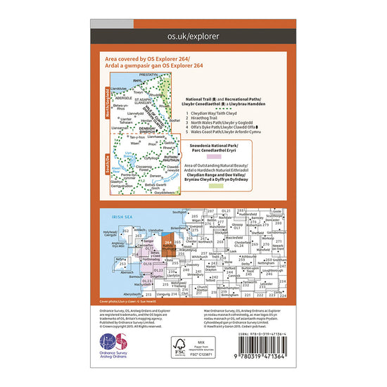 Explorer Active 264 Vale of Clwyd Rhyl Denbigh Ruthin Map With Digital Version