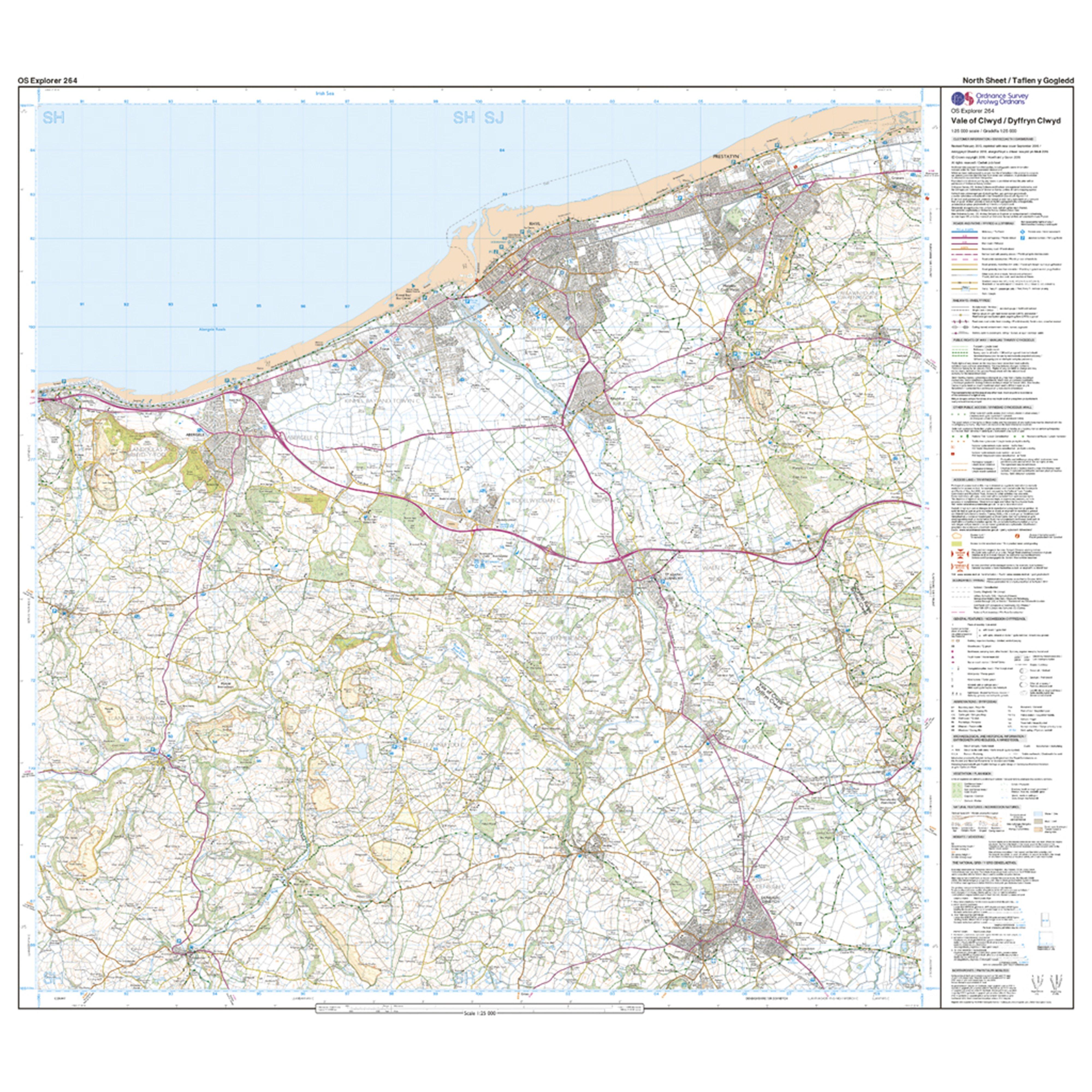 Explorer Active 264 Vale of Clwyd Rhyl Denbigh Ruthin Map With Digital Version