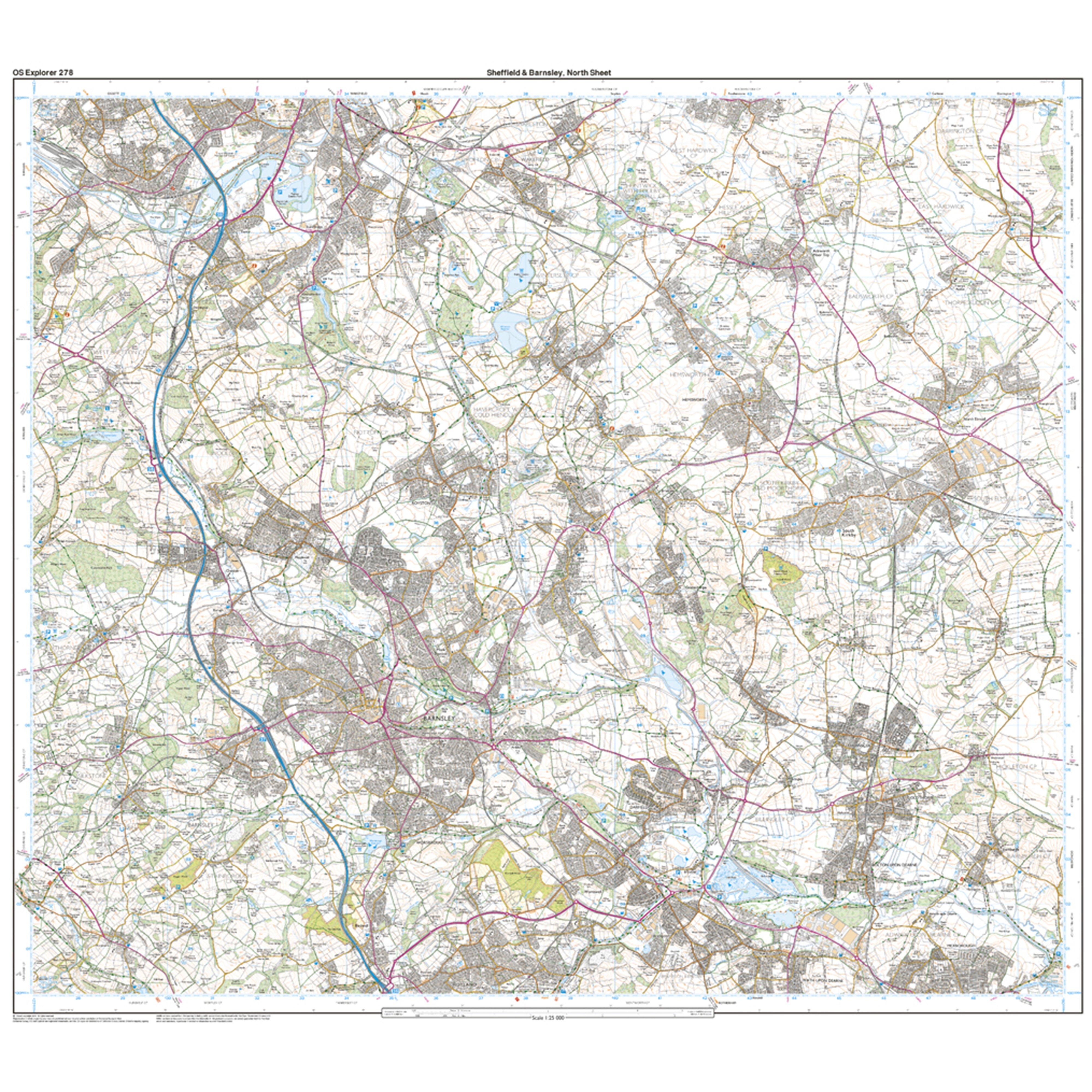 Explorer Active 278 Sheffield & Barnsley Map With Digital Version