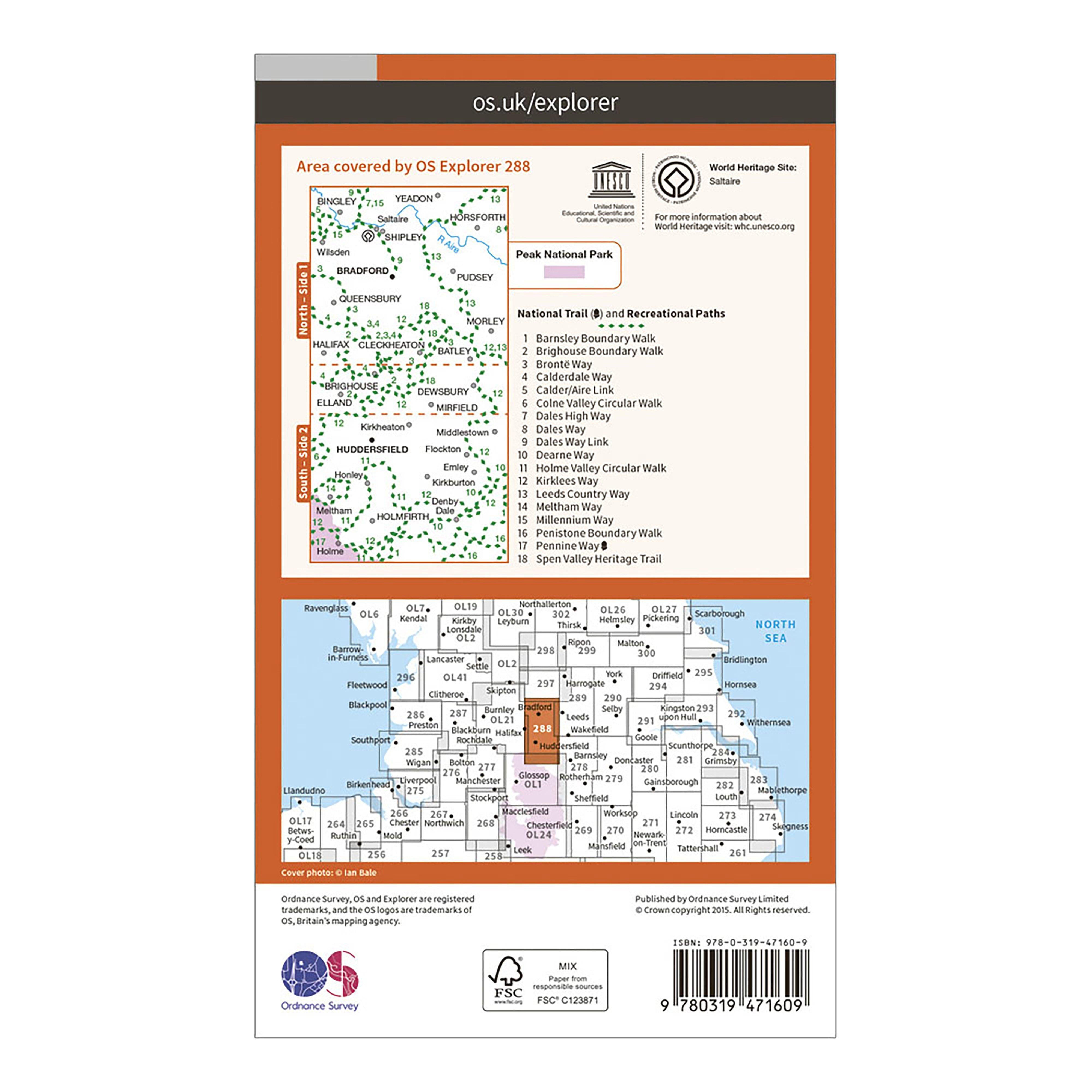 Explorer Active 288 Bradford & Huddersfield Map With Digital Version
