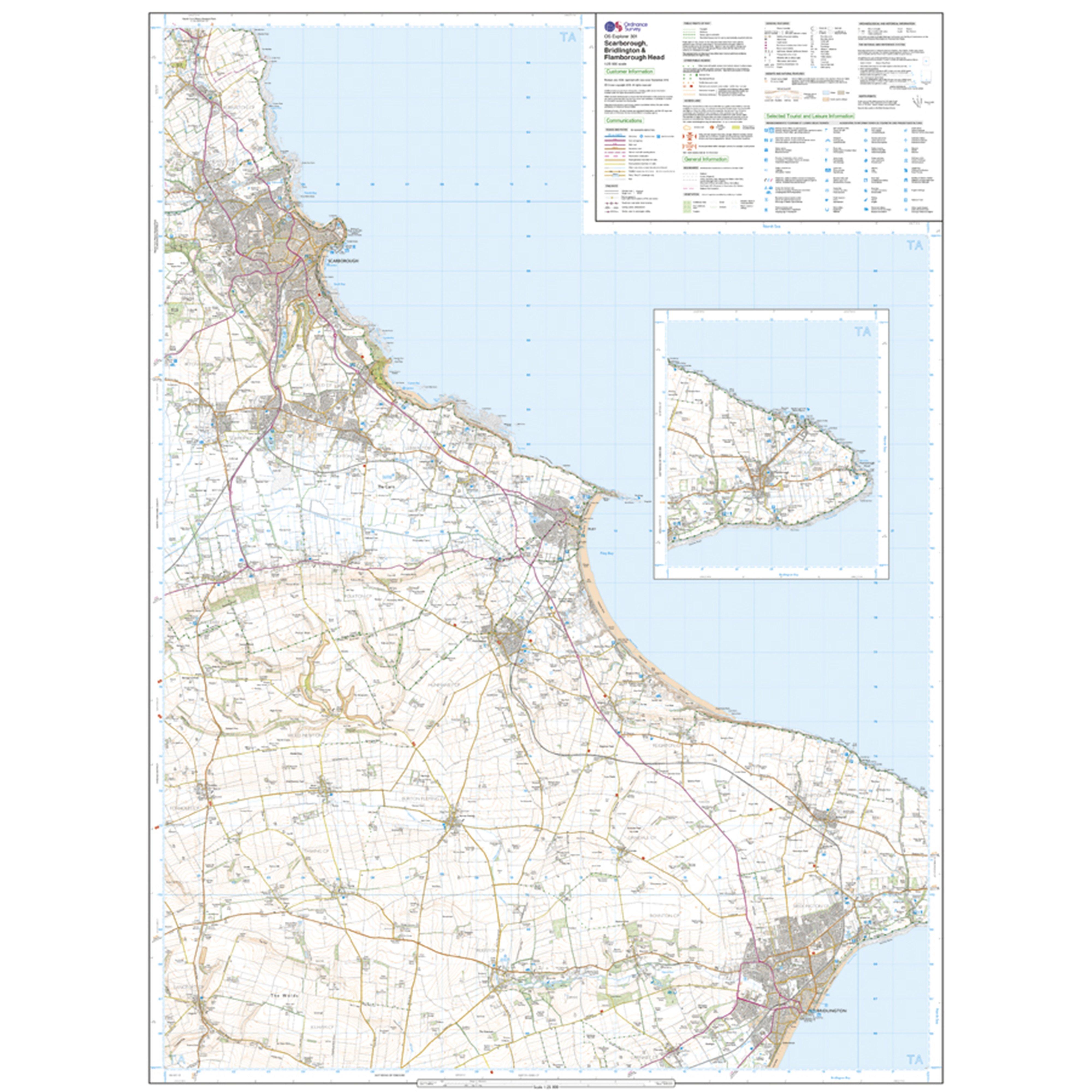Explorer Active 301 Scarborough Bridlington Flamborough Head Map With Digital Version