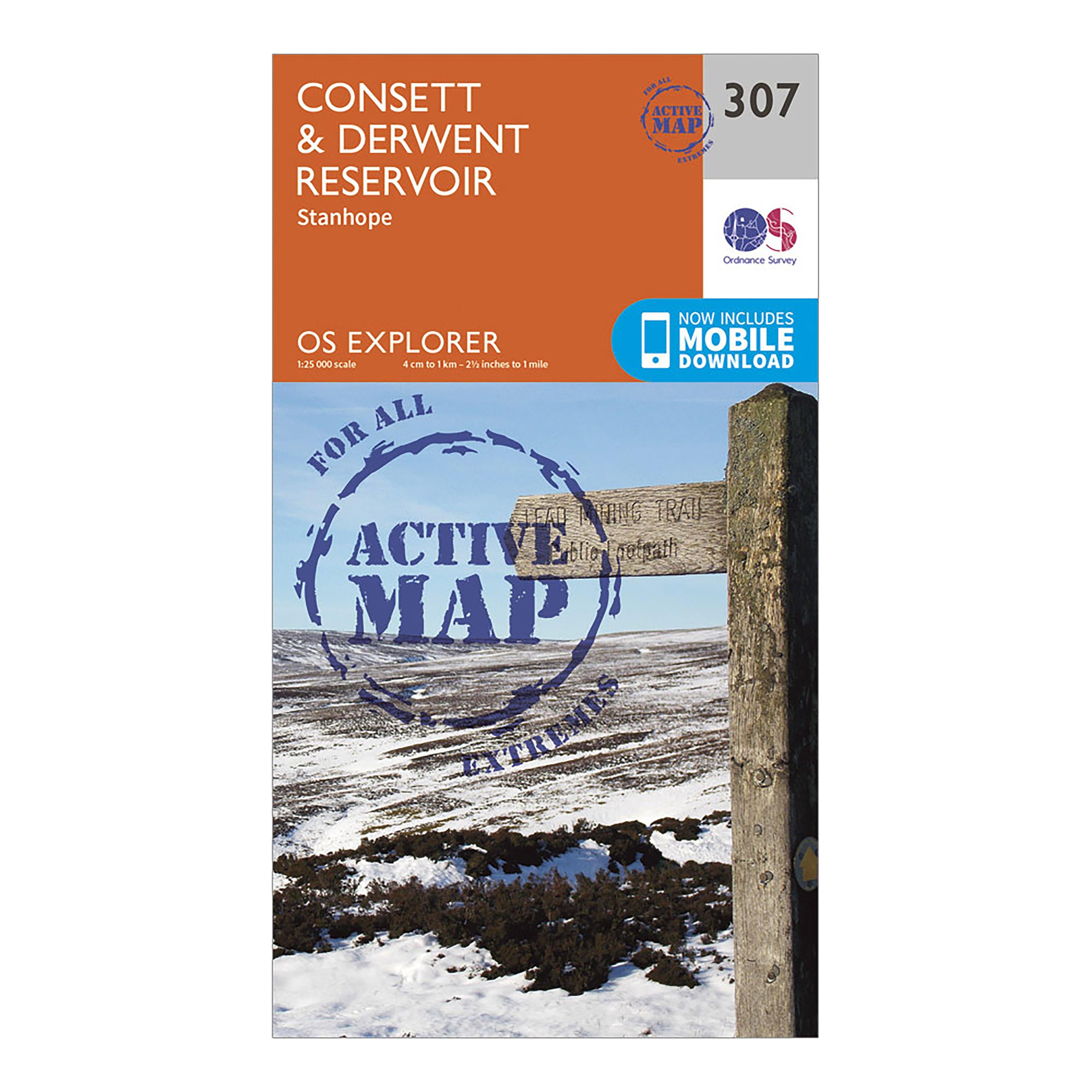 Explorer Active 307 Consett Derwent Reservoir Map With Digital Version