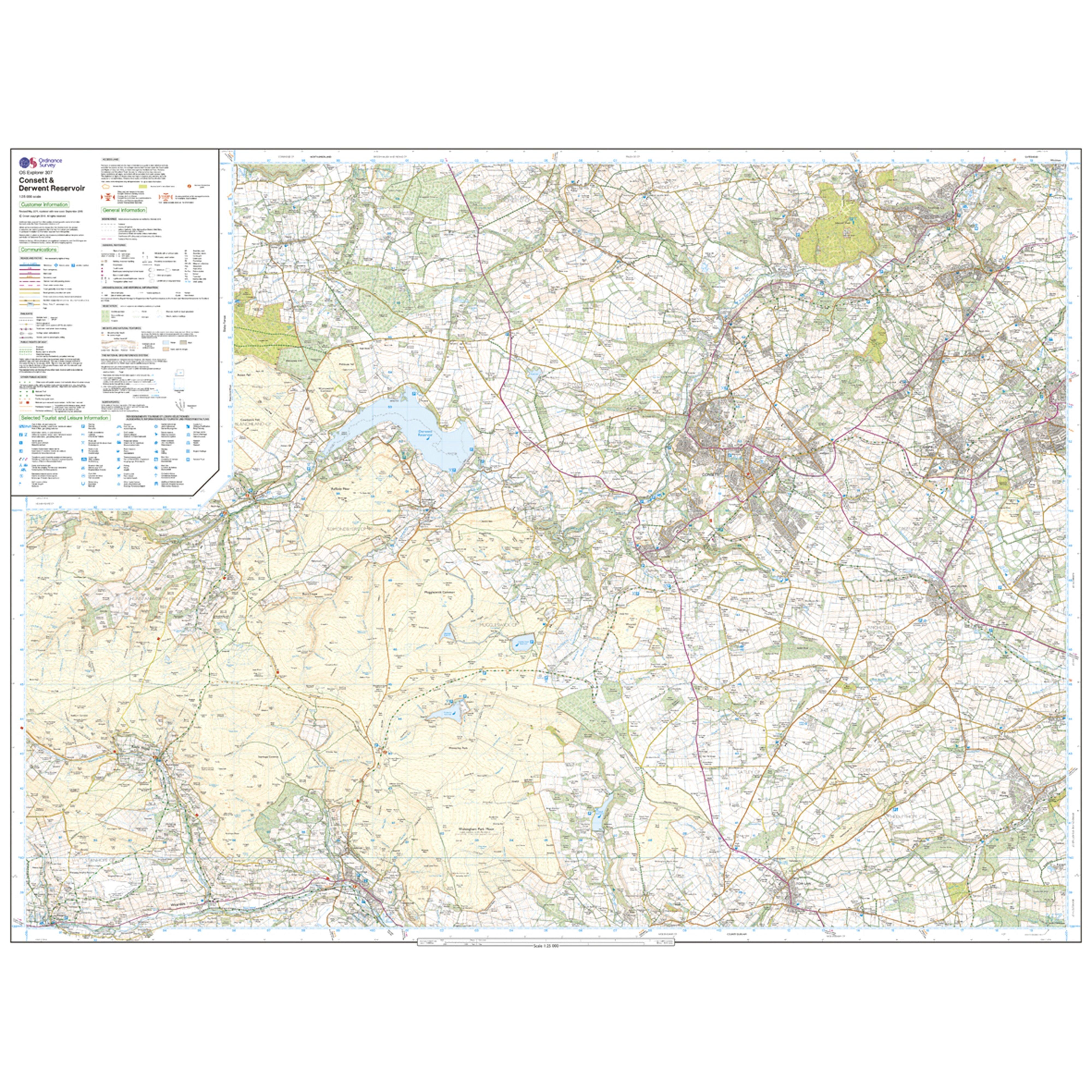 Explorer Active 307 Consett Derwent Reservoir Map With Digital Version