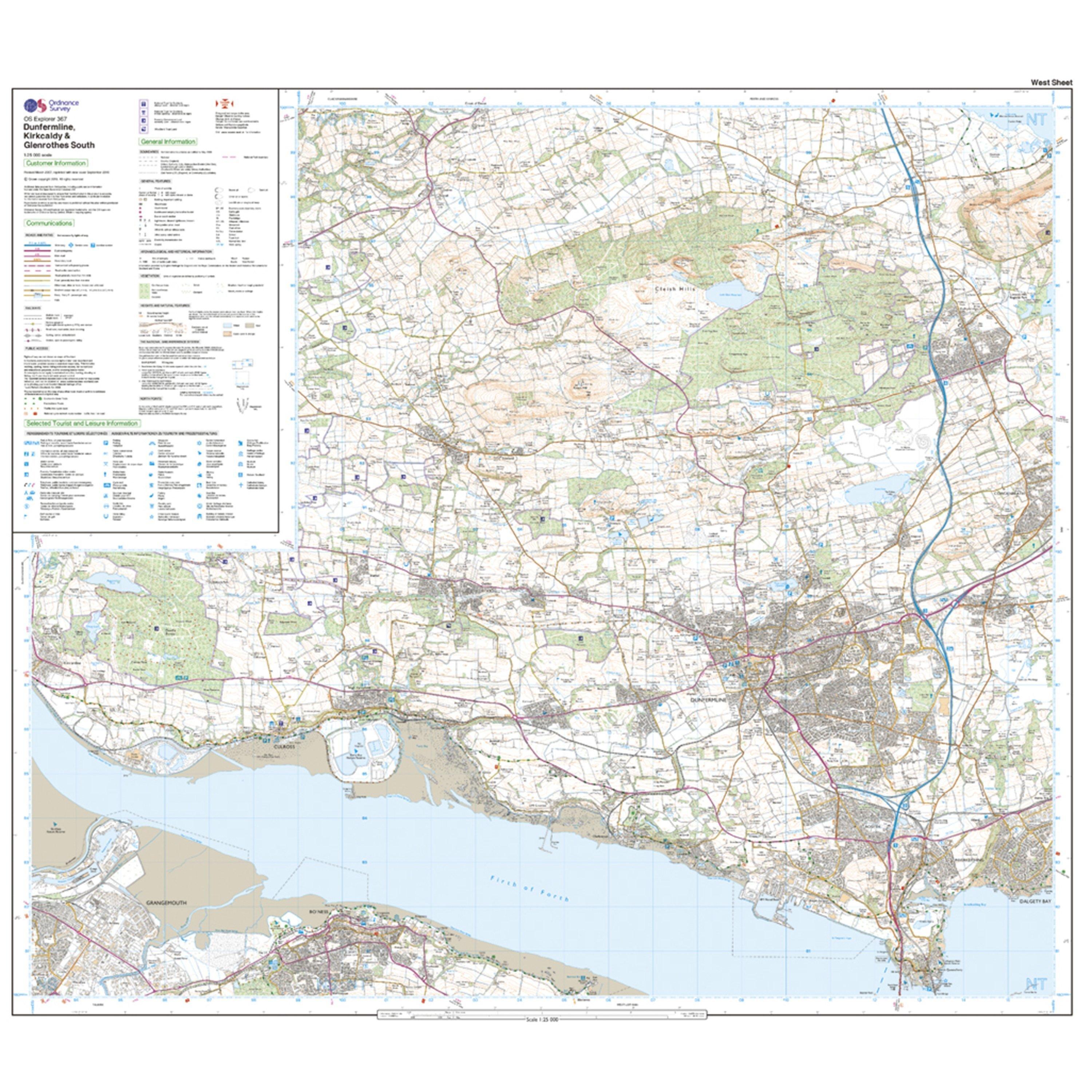 Explorer 367 Dunfermline Kirkcaldy Glenrothes South Map With Digital Version
