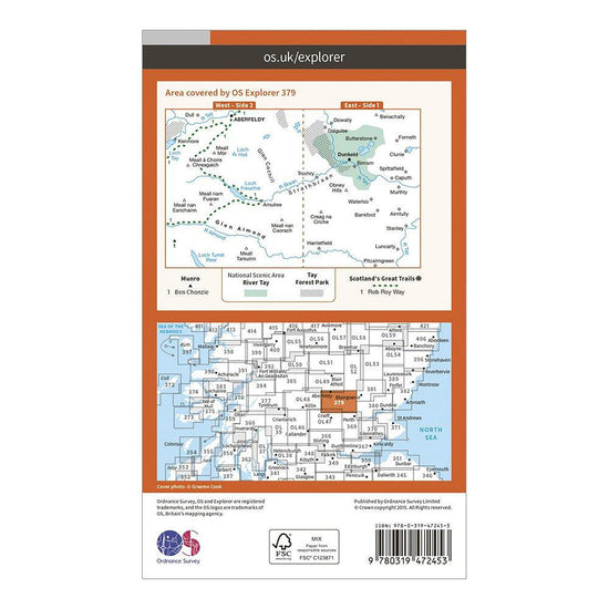 Explorer Active 379 Dunkfeld, Aberfeldy & Glen Almond Map With Digital Version