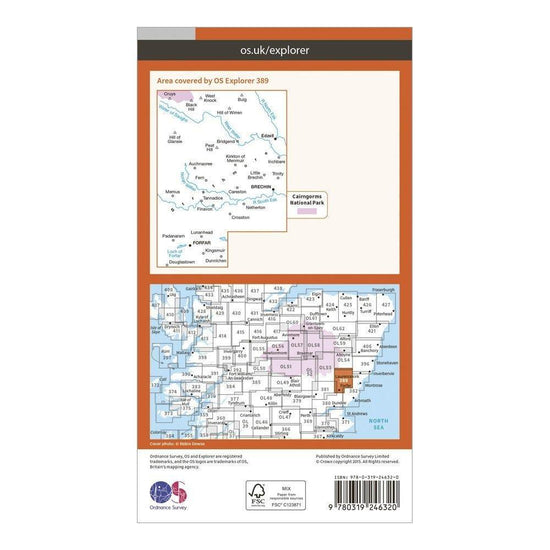 Explorer 389 Forfar, Brechin & Edzell Map With Digital Version