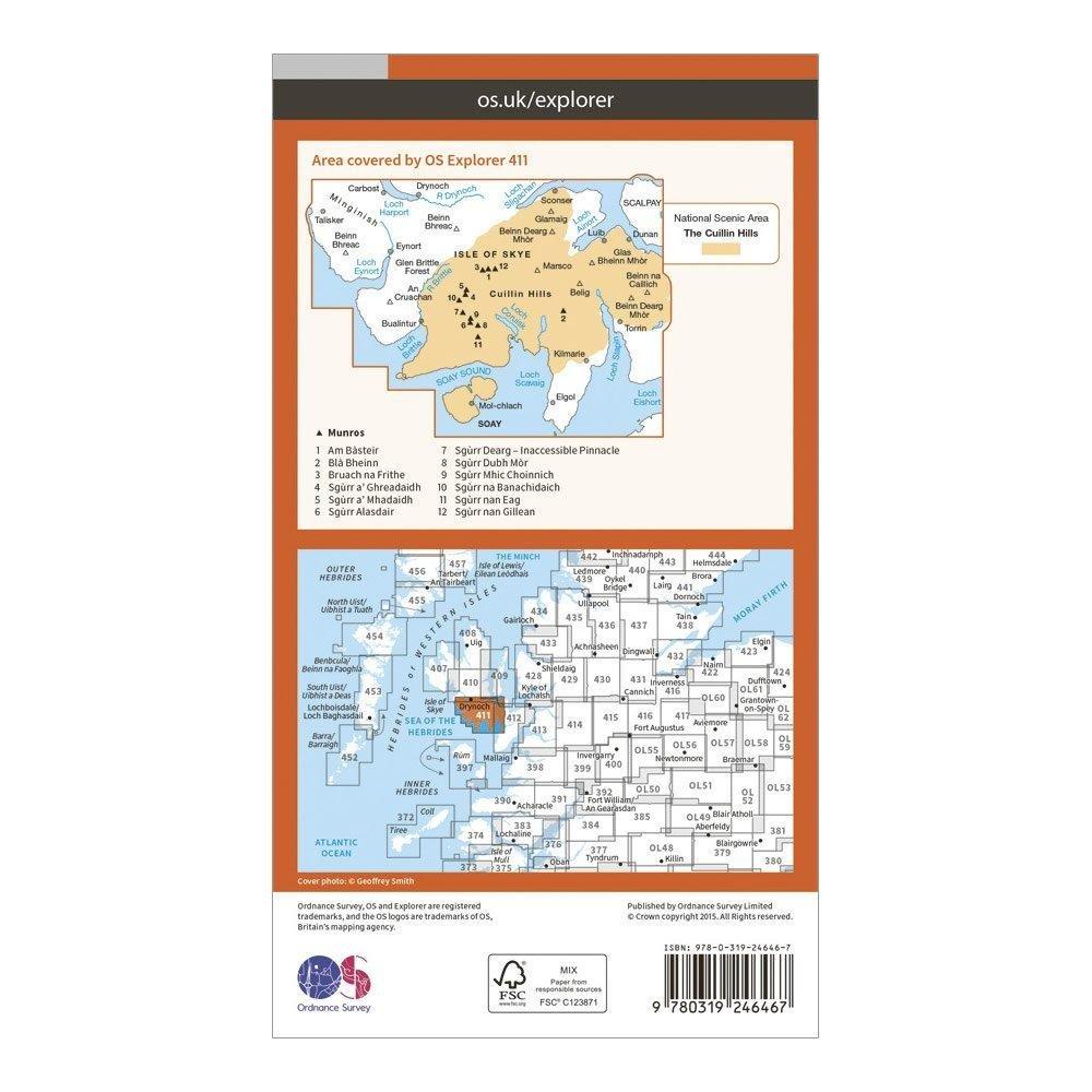 Explorer 411 Skye Cuillin Hills Map With Digital Version