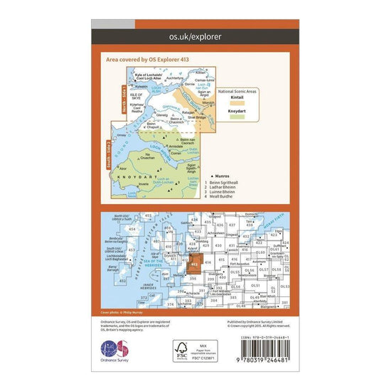 Explorer 413 Knoydart, Loch Hourn & Loch Duich Map With Digital Version