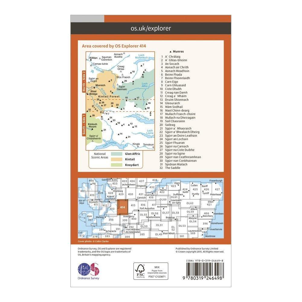 Explorer 414 Glan Shiel & Kintail Forest Map With Digital Version