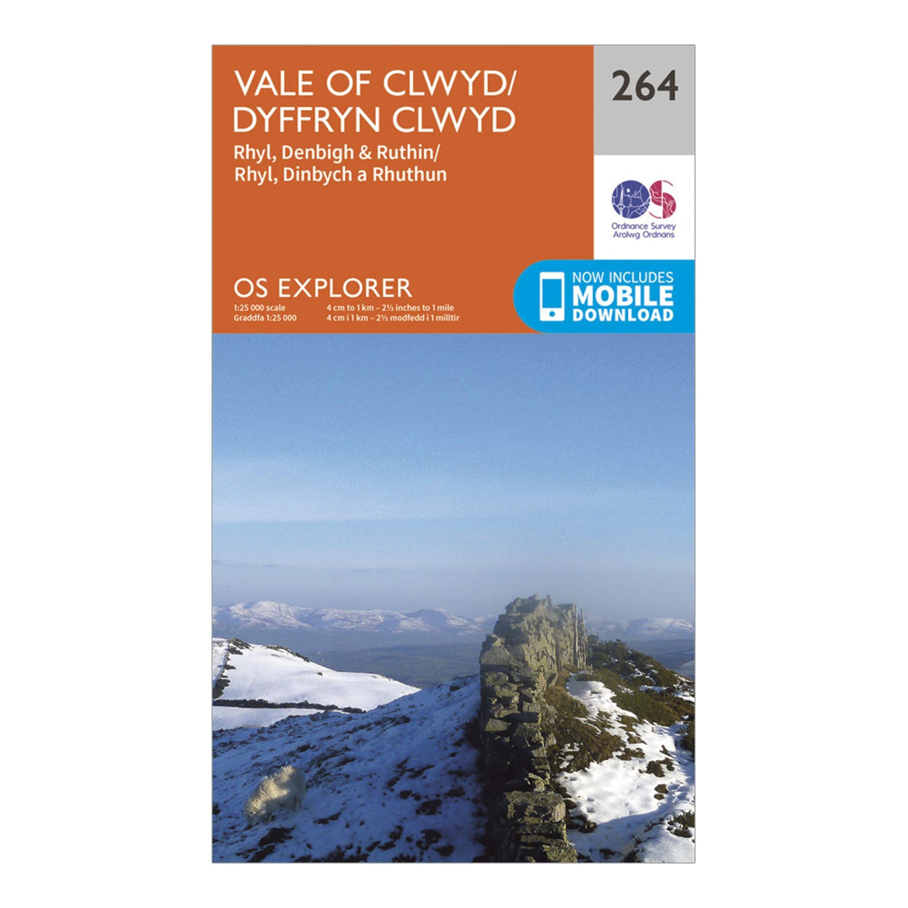 Explorer 264 Vale of Clwyd Rhyl Denbigh Ruthin Map With Digital Version