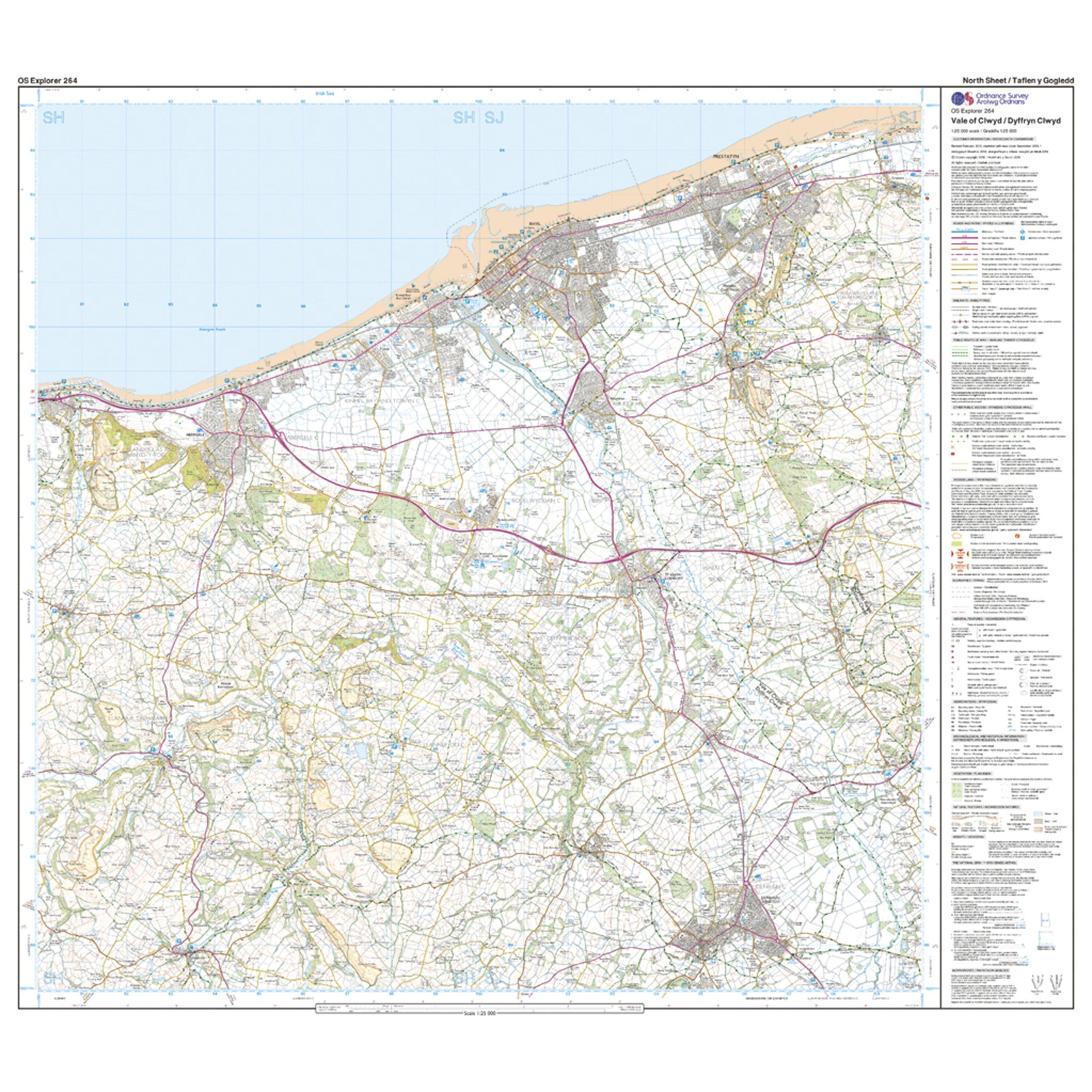 Explorer 264 Vale of Clwyd Rhyl Denbigh Ruthin Map With Digital Version