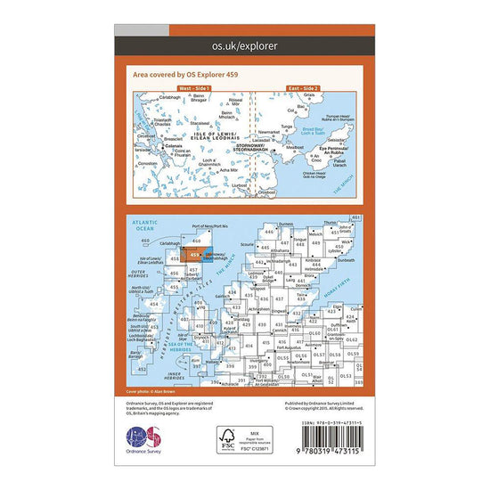 Explorer Active 459 Central Lewis & Stornaway Map With Digital Version