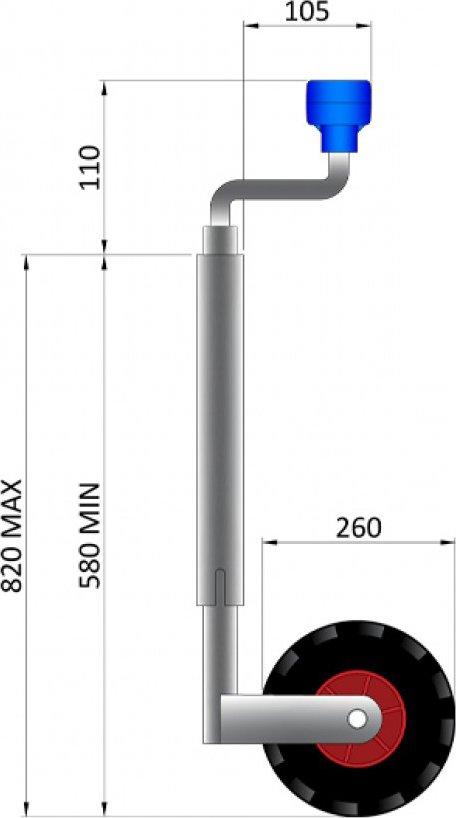 48mm Standard Pneumatic Telescopic Jockey Wheel