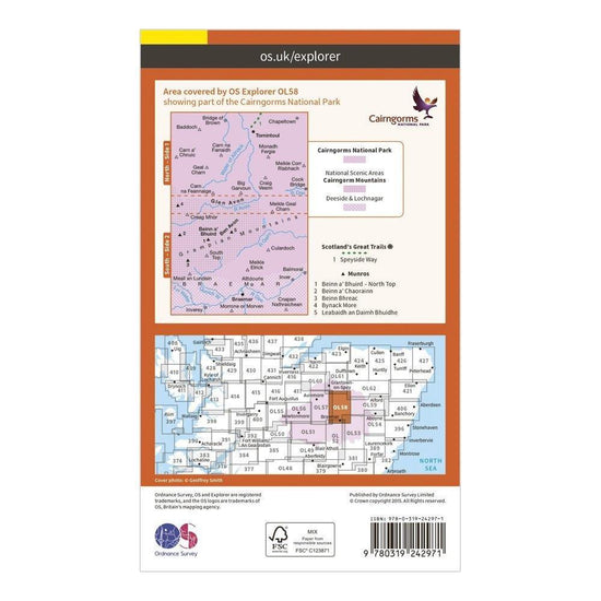 Explorer OL 58 Braemar Tomintoul Glen Avon Map