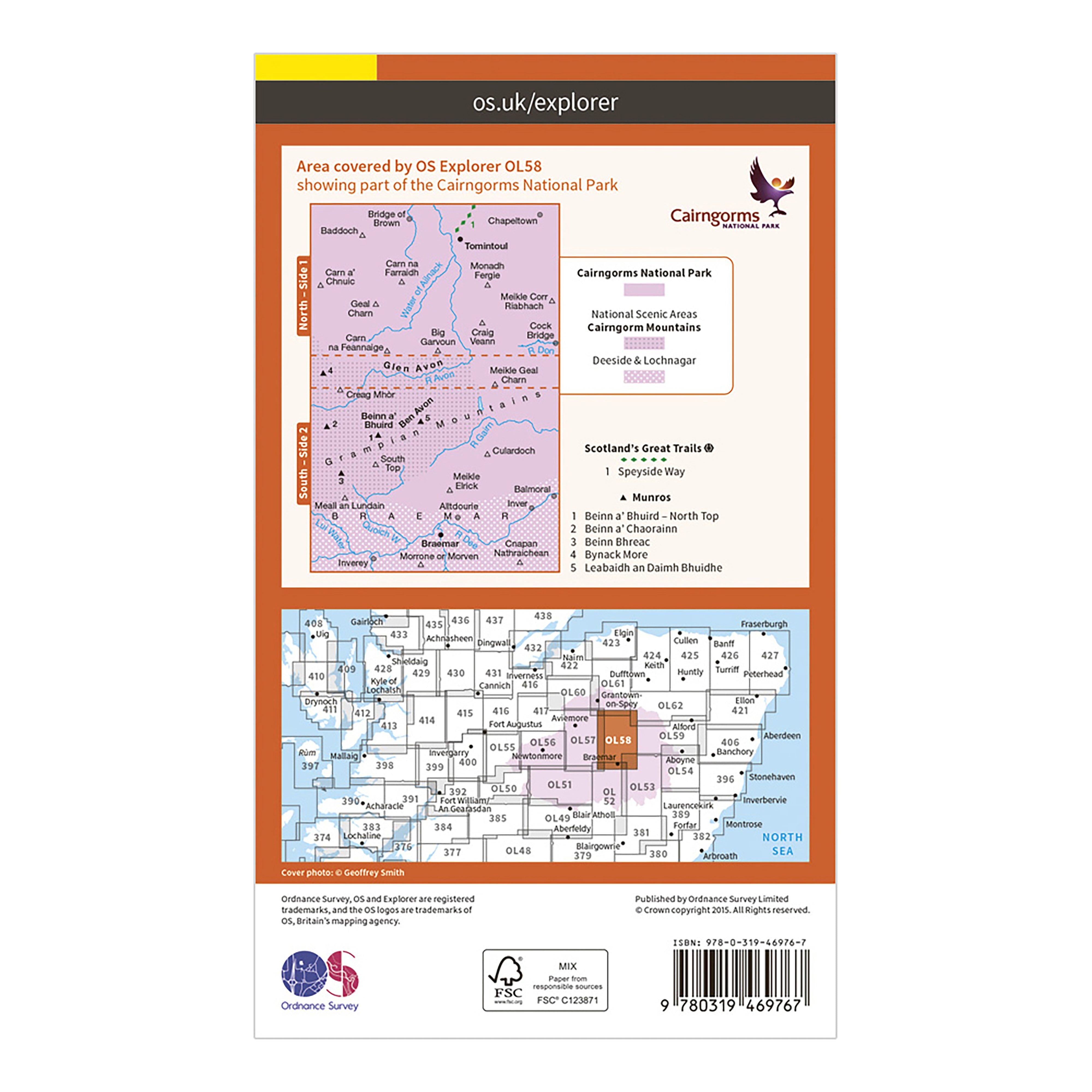 Explorer Active OL 58 Braemar, Tomintoul & Glen Avon Map