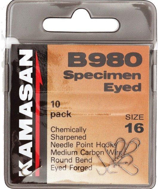 Kamasan B980 Specimen Eyed Hooks Barbed Size 16 10