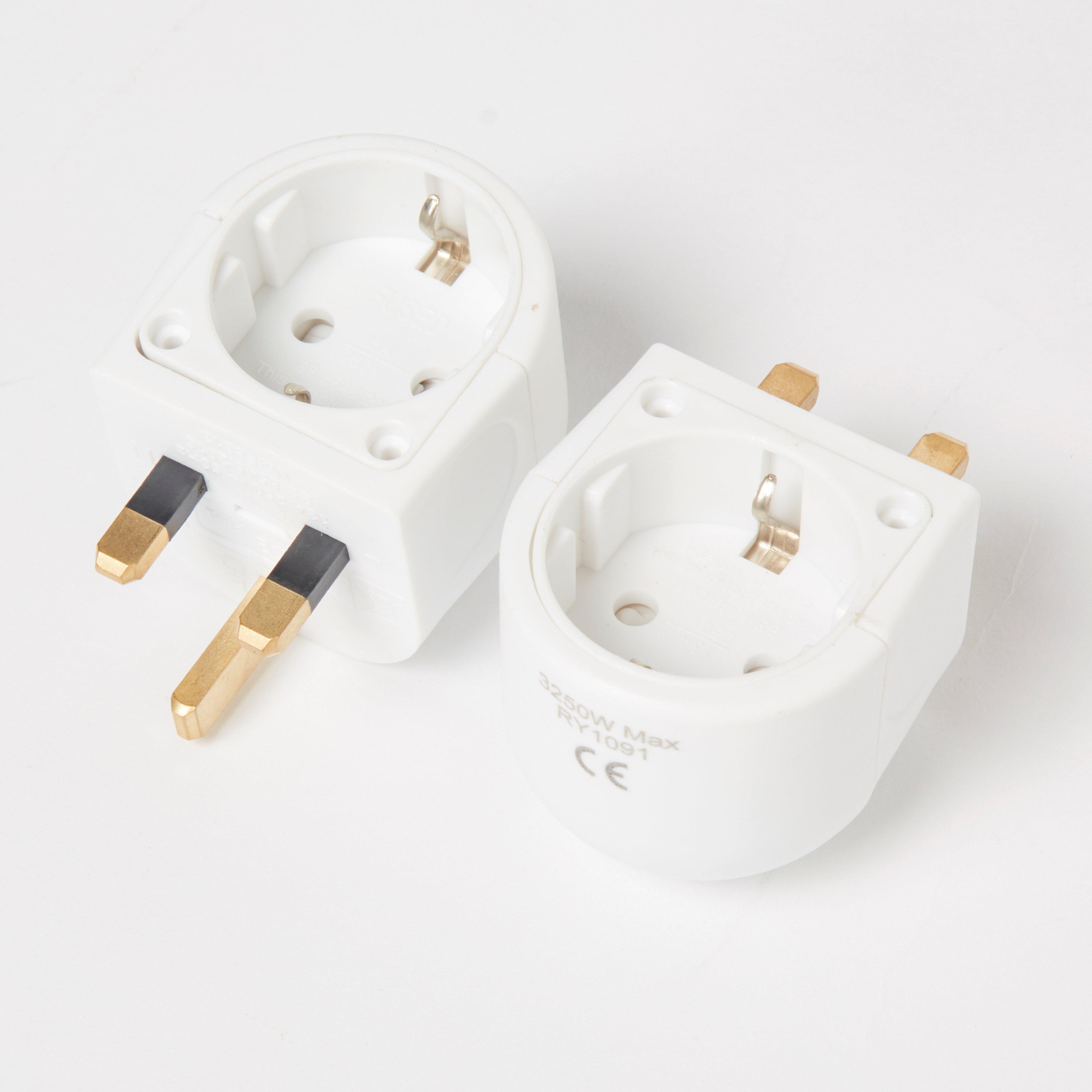 Twin Pack Plug Adaptor EU to UK