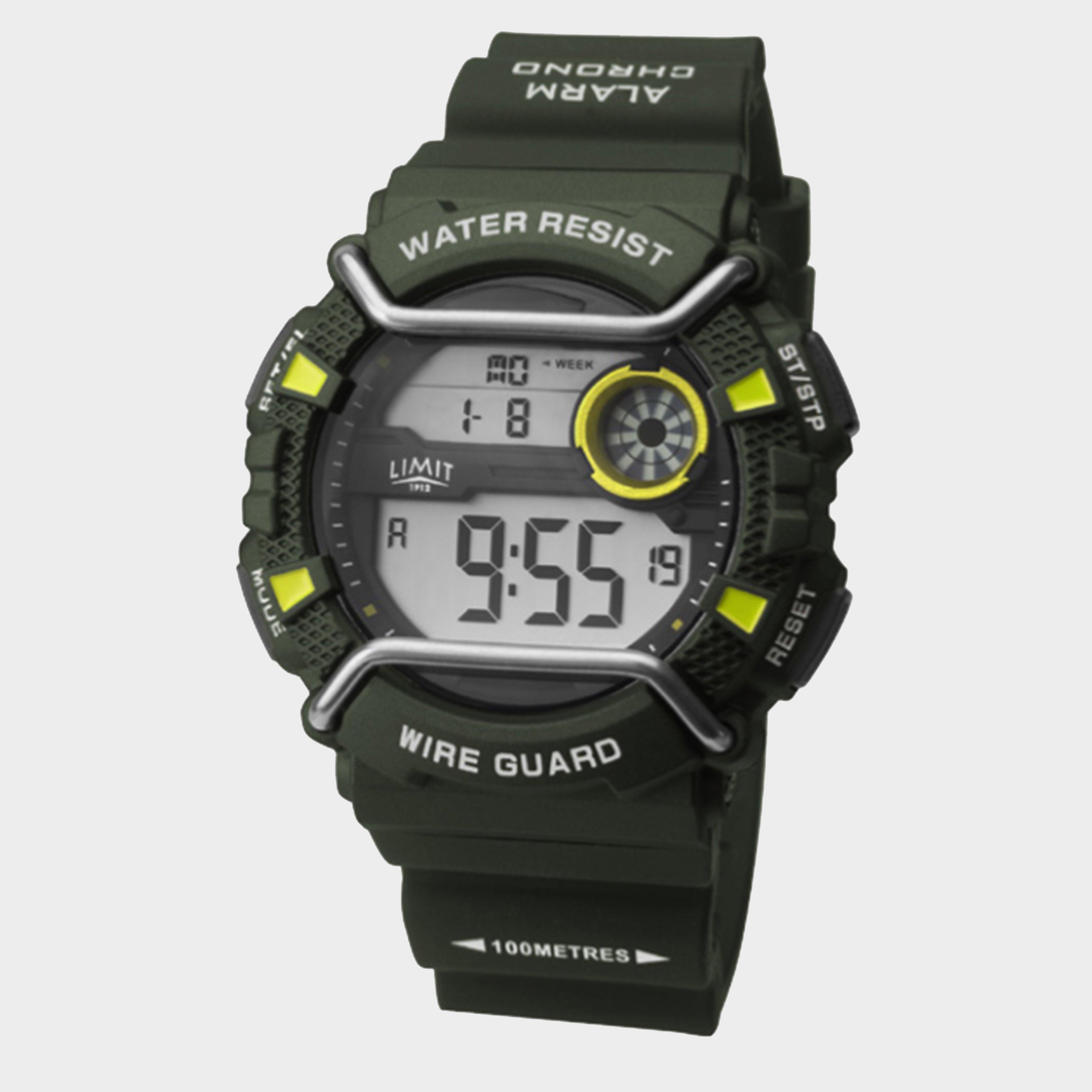 Digital Watch Grn Face Grn Strap