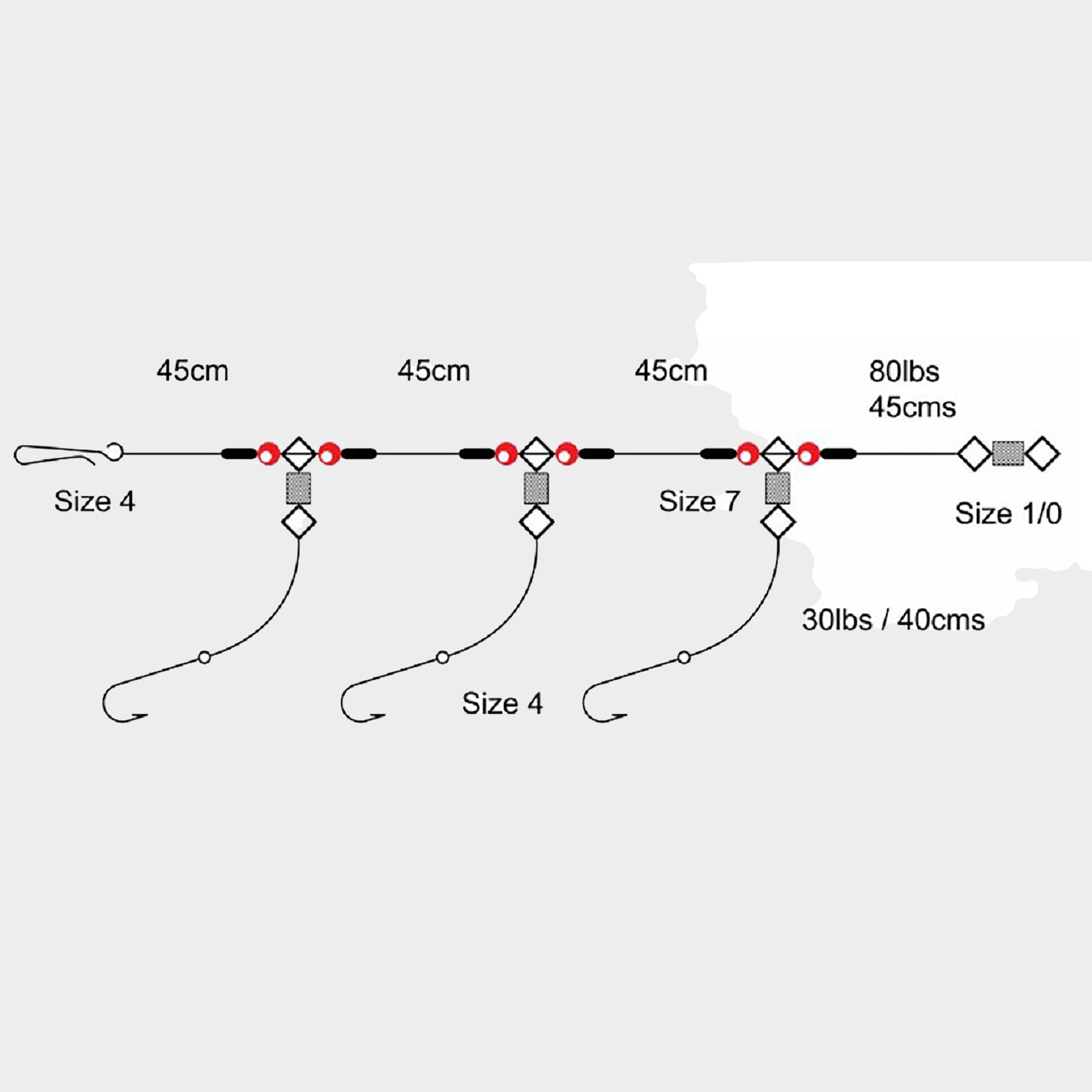3 Hook Flapper/Clipped 3 Up Rig – Size 3/0