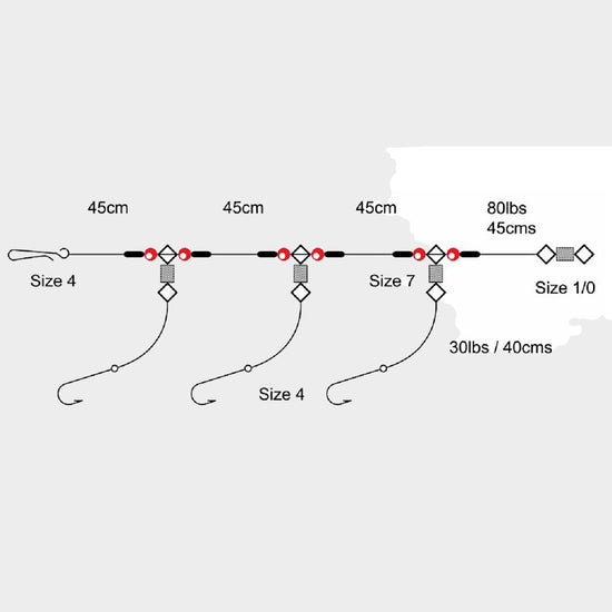 3 Hook Flapper/Clipped 3 Up Rig – Size 3/0