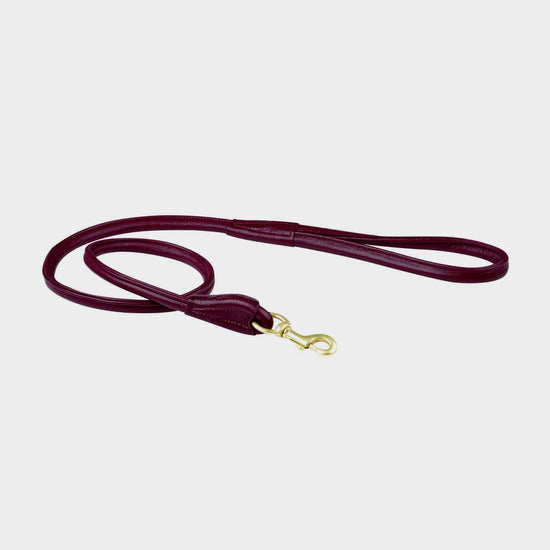 Rolled Leather Lead Maroon