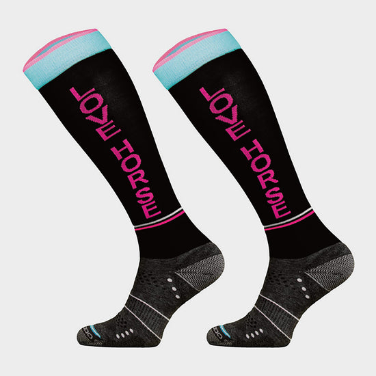 Love Horses Socks Black