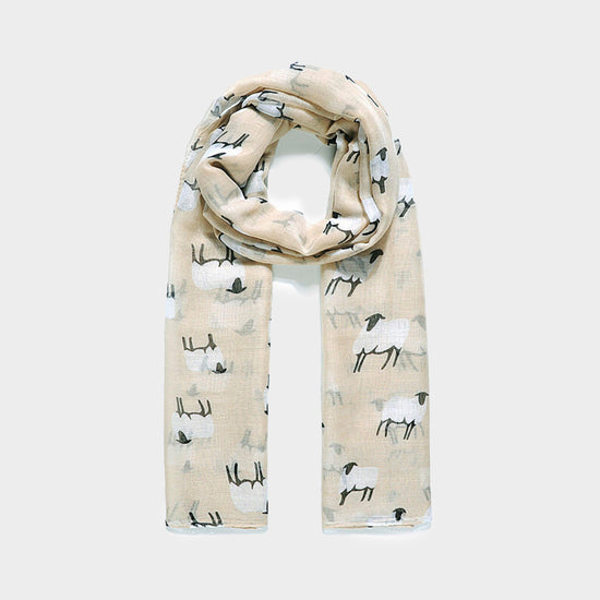 Sheep Print Scarf Natural