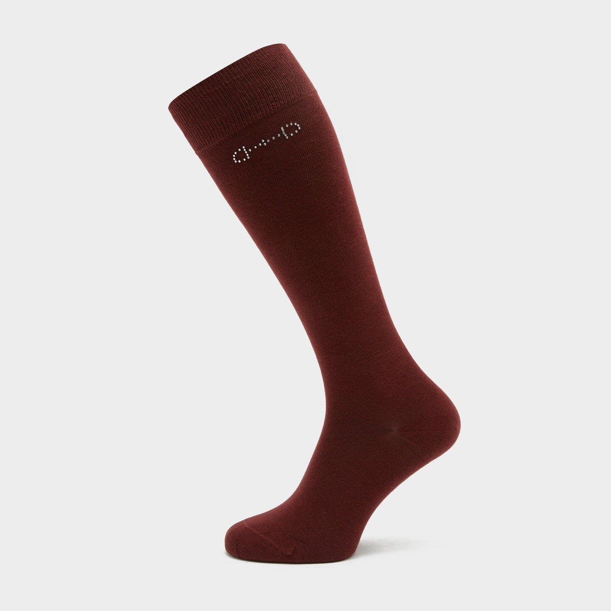 Womens Crystal Detail Knee Socks Burgundy Red Mahogany