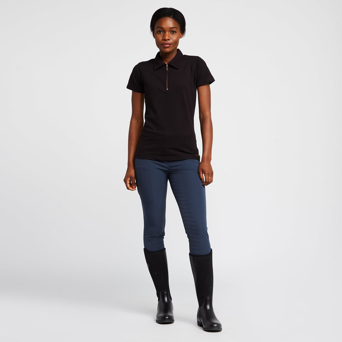 Womens Organic Lia Cotton Polo Shirt Black