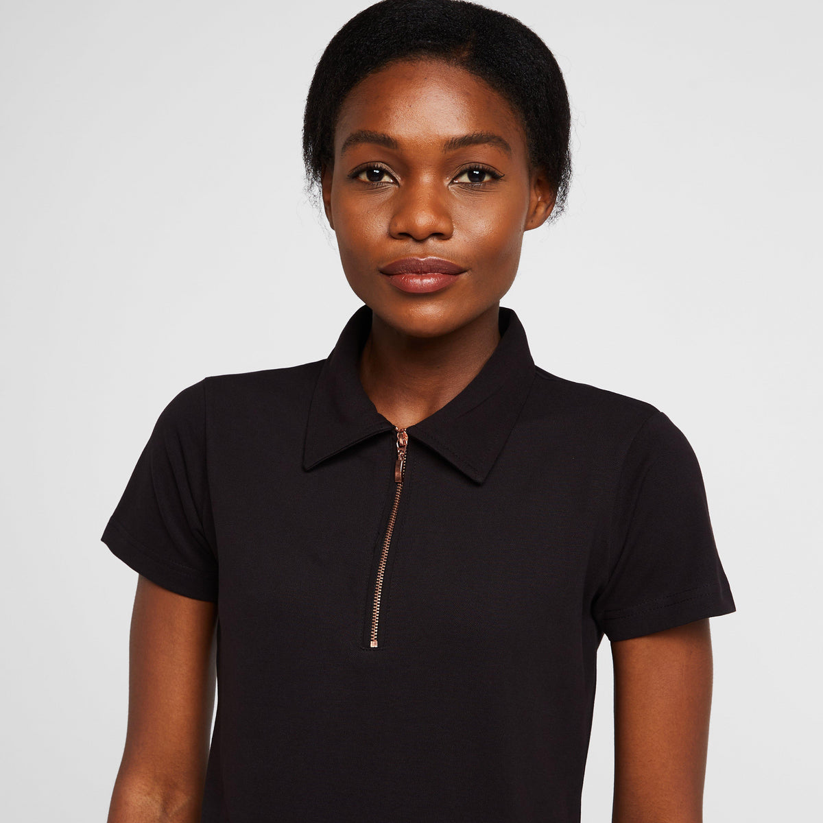 Womens Organic Lia Cotton Polo Shirt Black