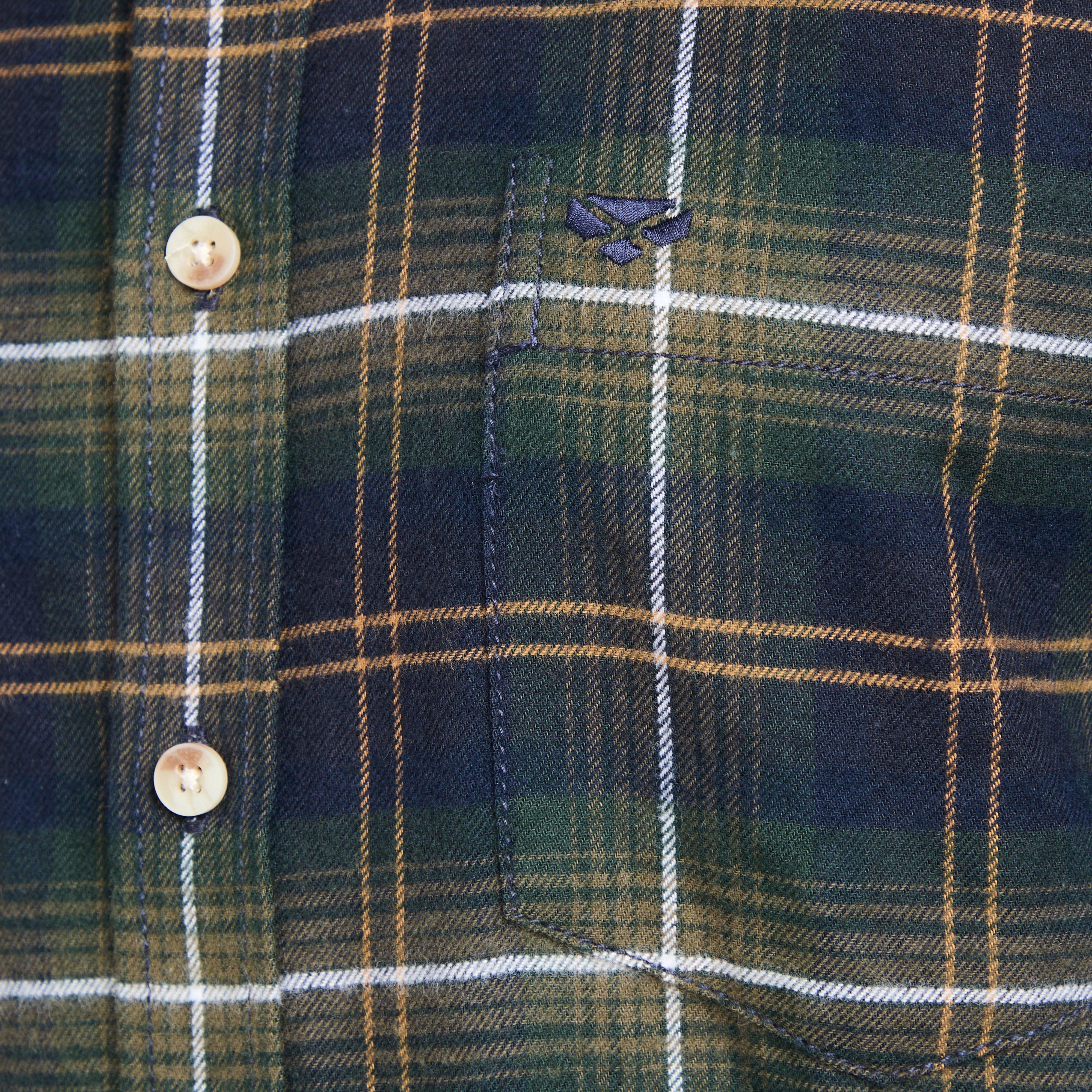 Mens Pitmedden Long Sleeve Flannel Shirt Green Check