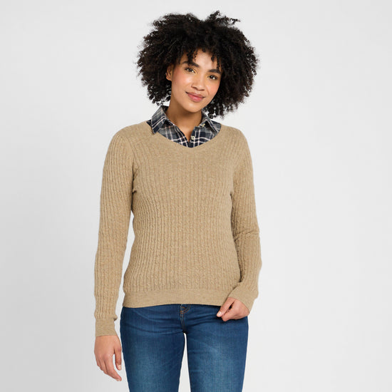 Women’s Lauder Cable Pullover Camel