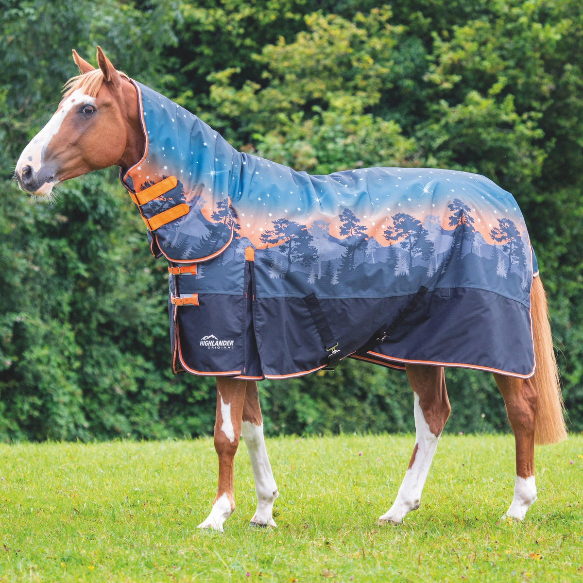 Highlander Original 200g Medium Combo Neck Turnout Rug Winter Sunset