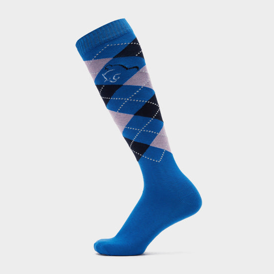 Adults Argyle Cotton Socks Blue