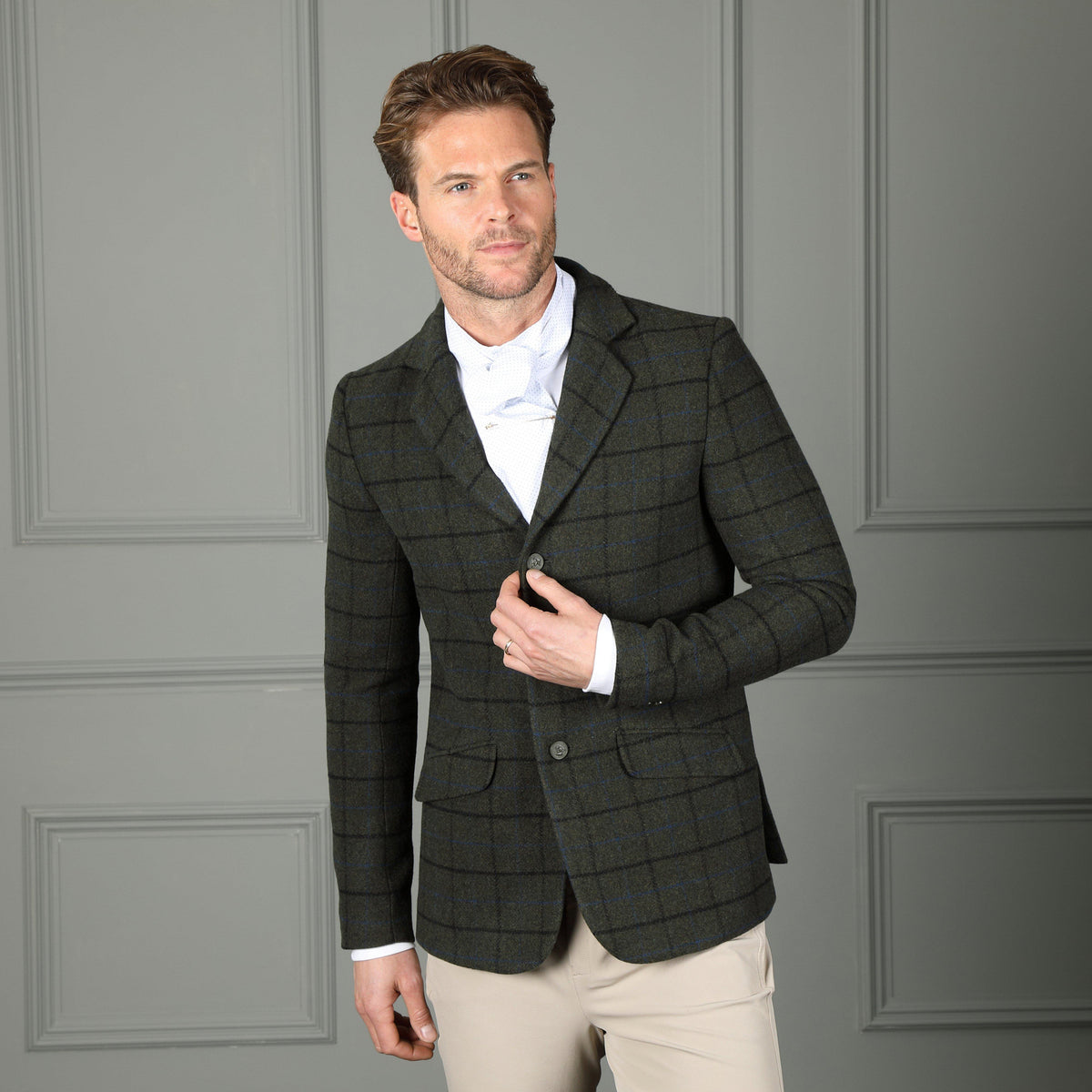 Men's Saratoga Tweed Jacket Dark Green Check