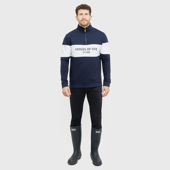 Mens Dumfries 1888 1/4 Zip Sweatshirt Navy/White